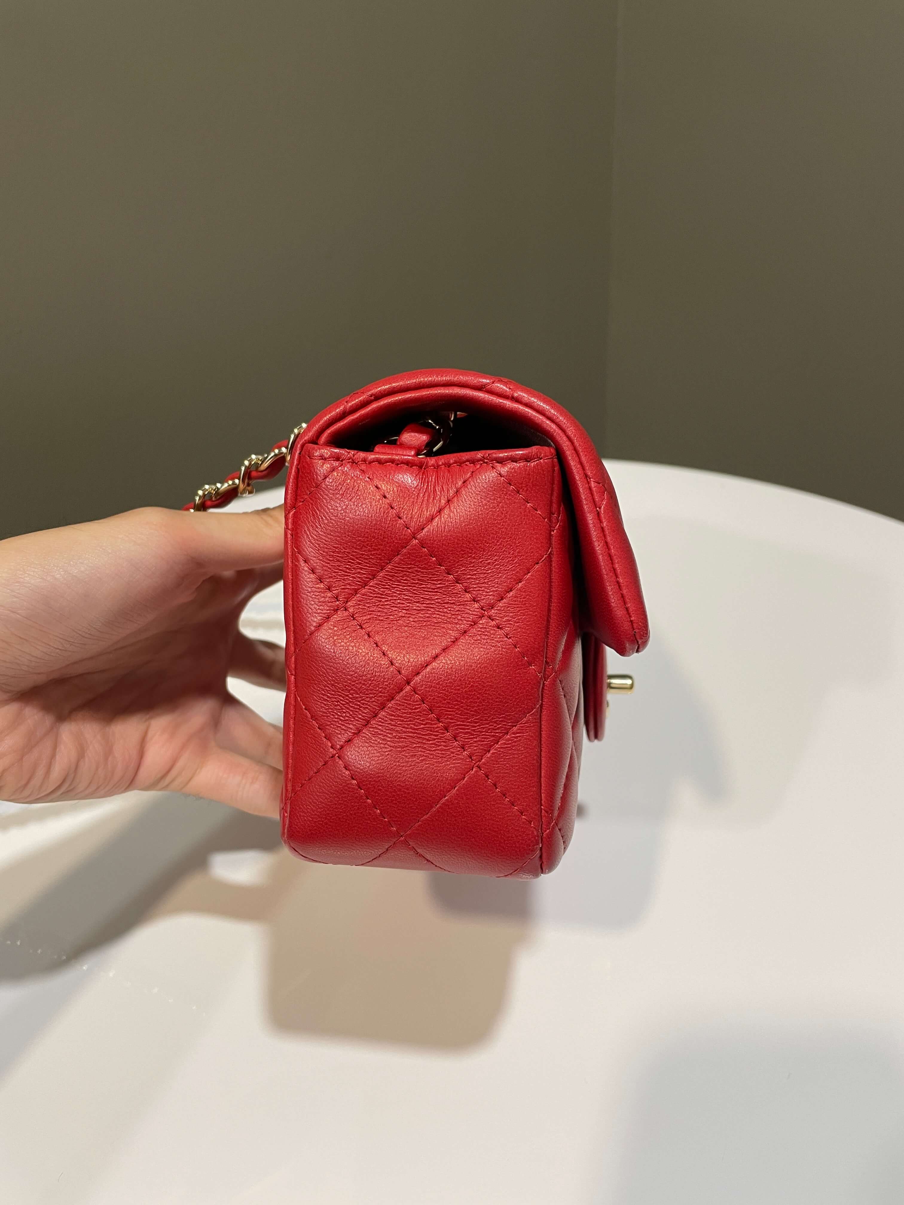 Chanel 20S Classic Quilted Mini Rectangular Dark Red Lambskin