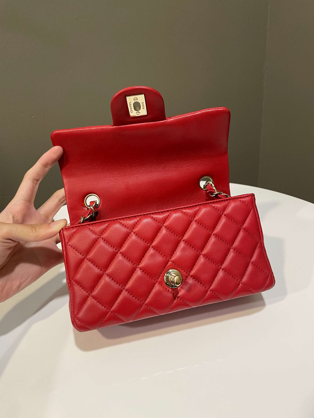 Chanel 20S Classic Quilted Mini Rectangular Dark Red Lambskin