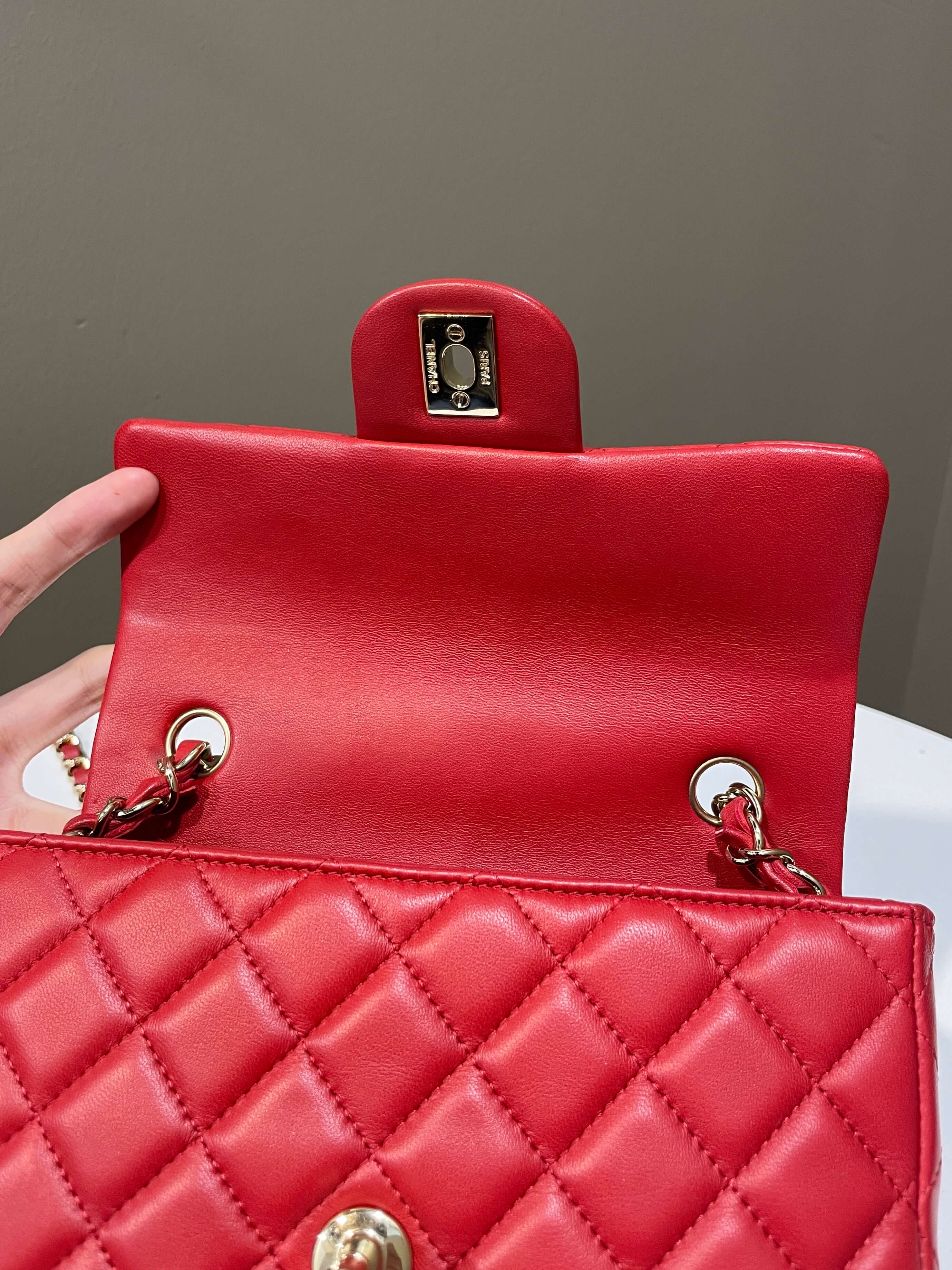 Chanel 20S Classic Quilted Mini Rectangular Dark Red Lambskin