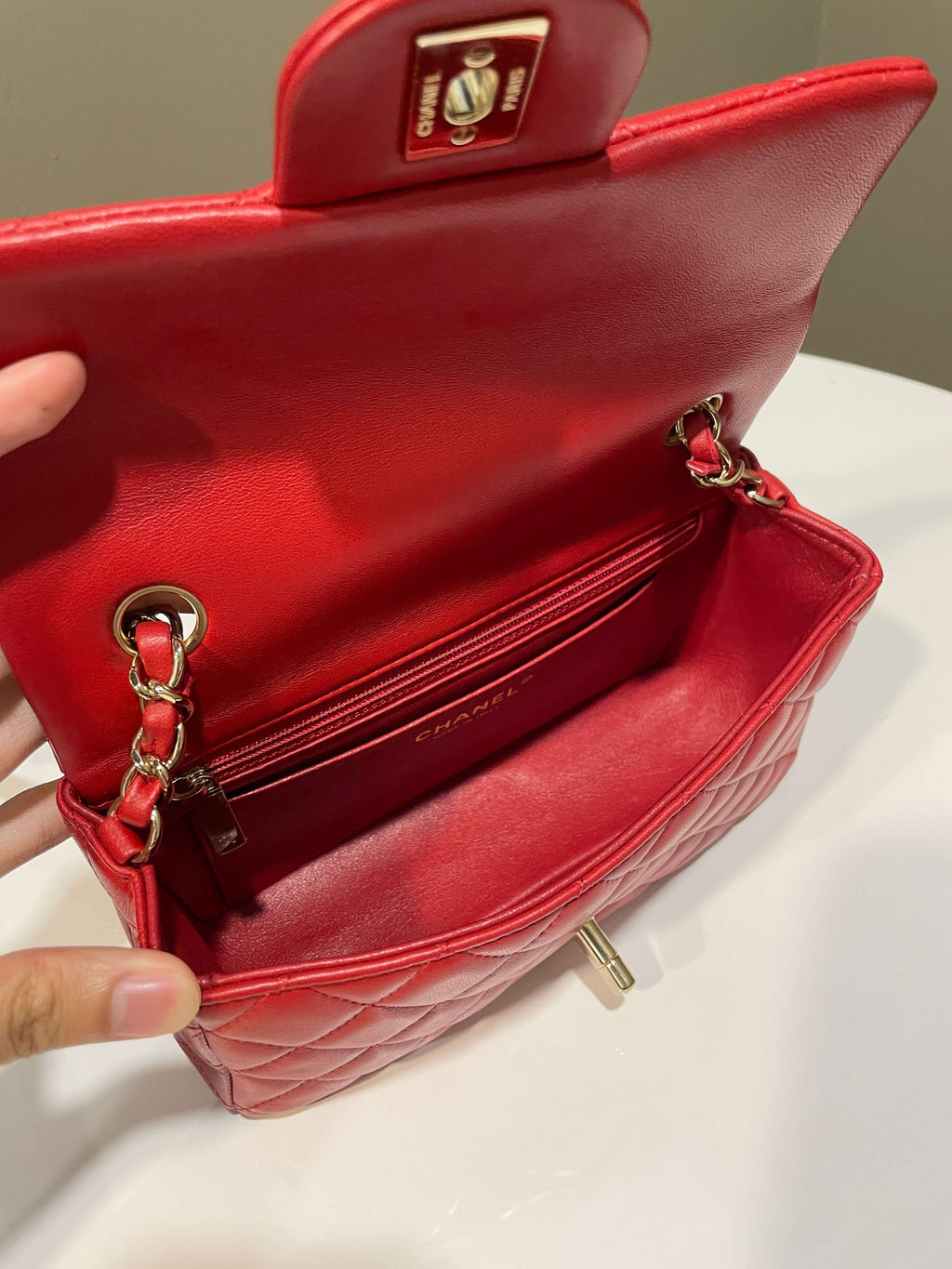 Chanel 20S Classic Quilted Mini Rectangular Dark Red Lambskin