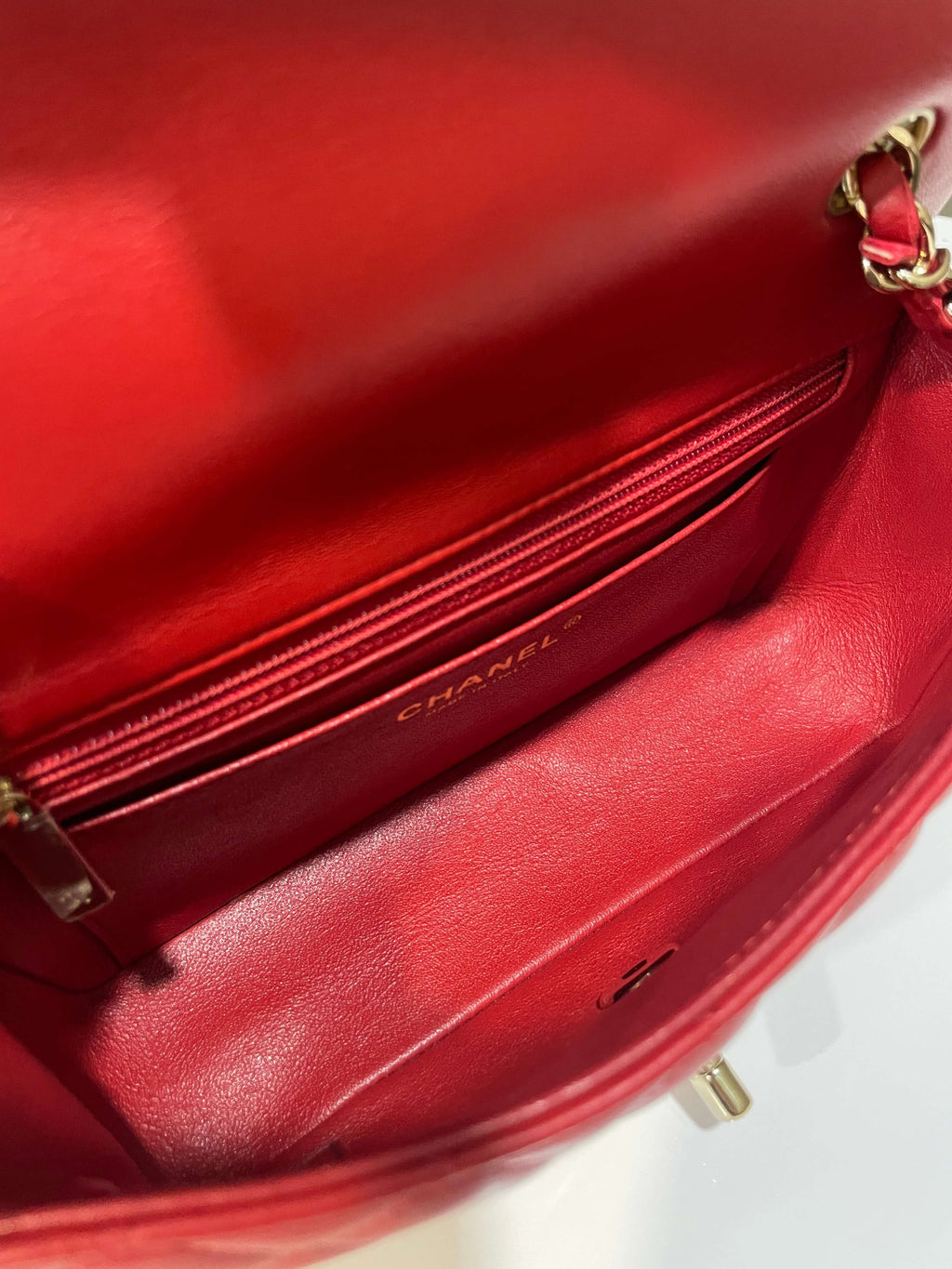 Chanel 20S Classic Quilted Mini Rectangular Dark Red Lambskin