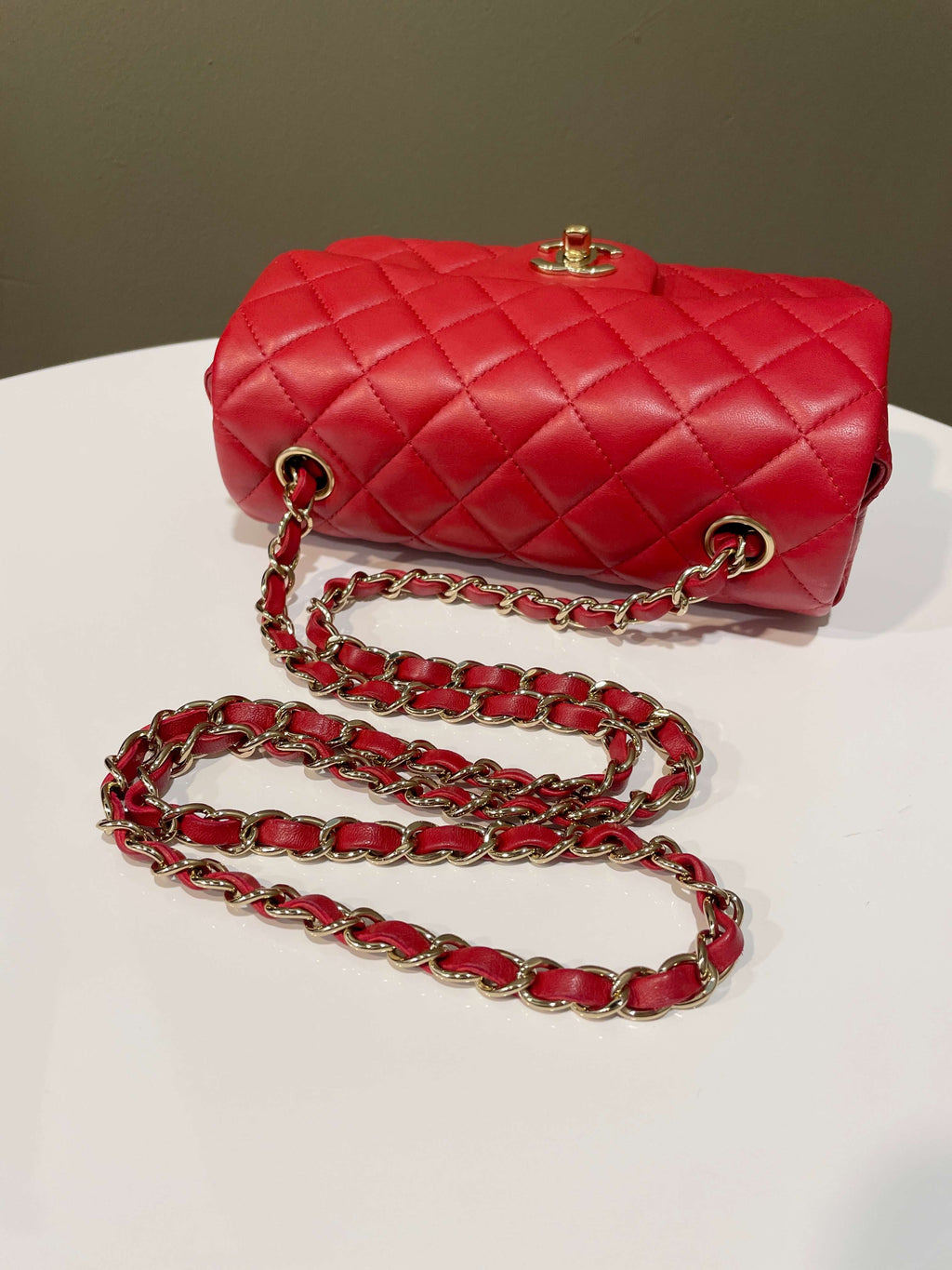 Chanel 20S Classic Quilted Mini Rectangular Dark Red Lambskin