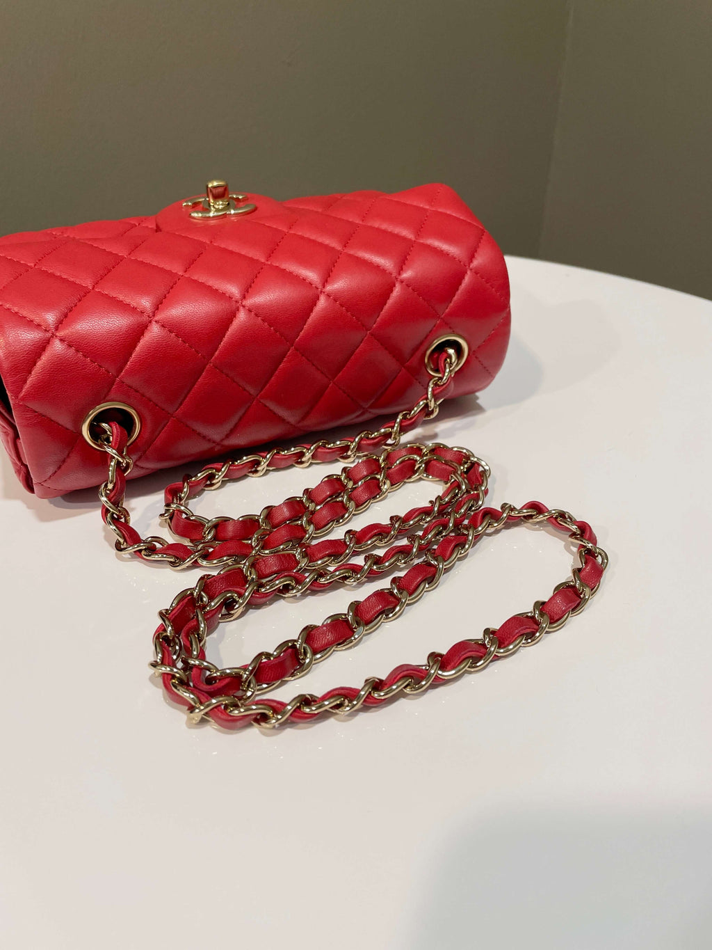 Chanel 20S Classic Quilted Mini Rectangular Dark Red Lambskin