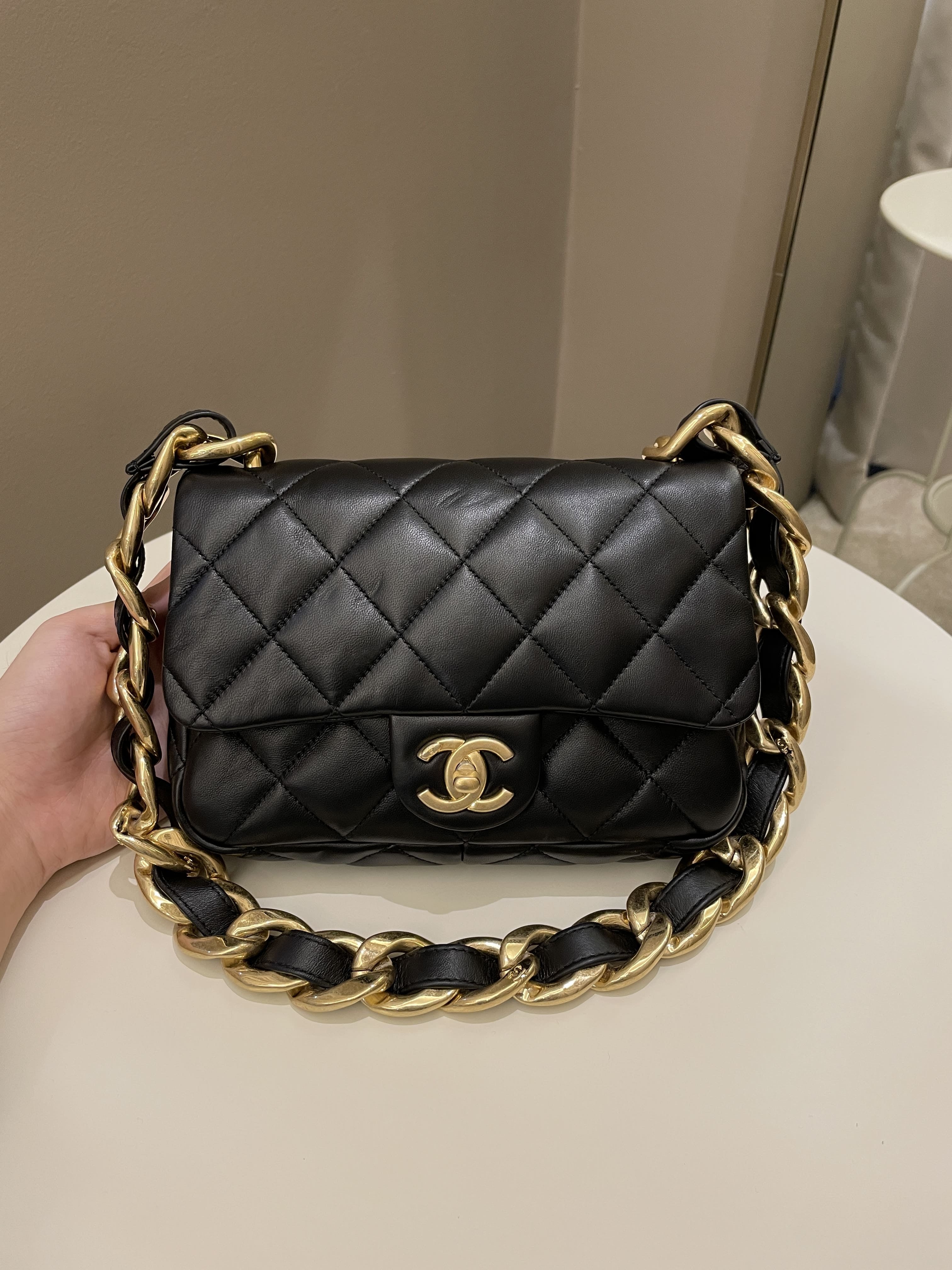 Chanel 22S Funky Town Flap Bag Black Calfskin