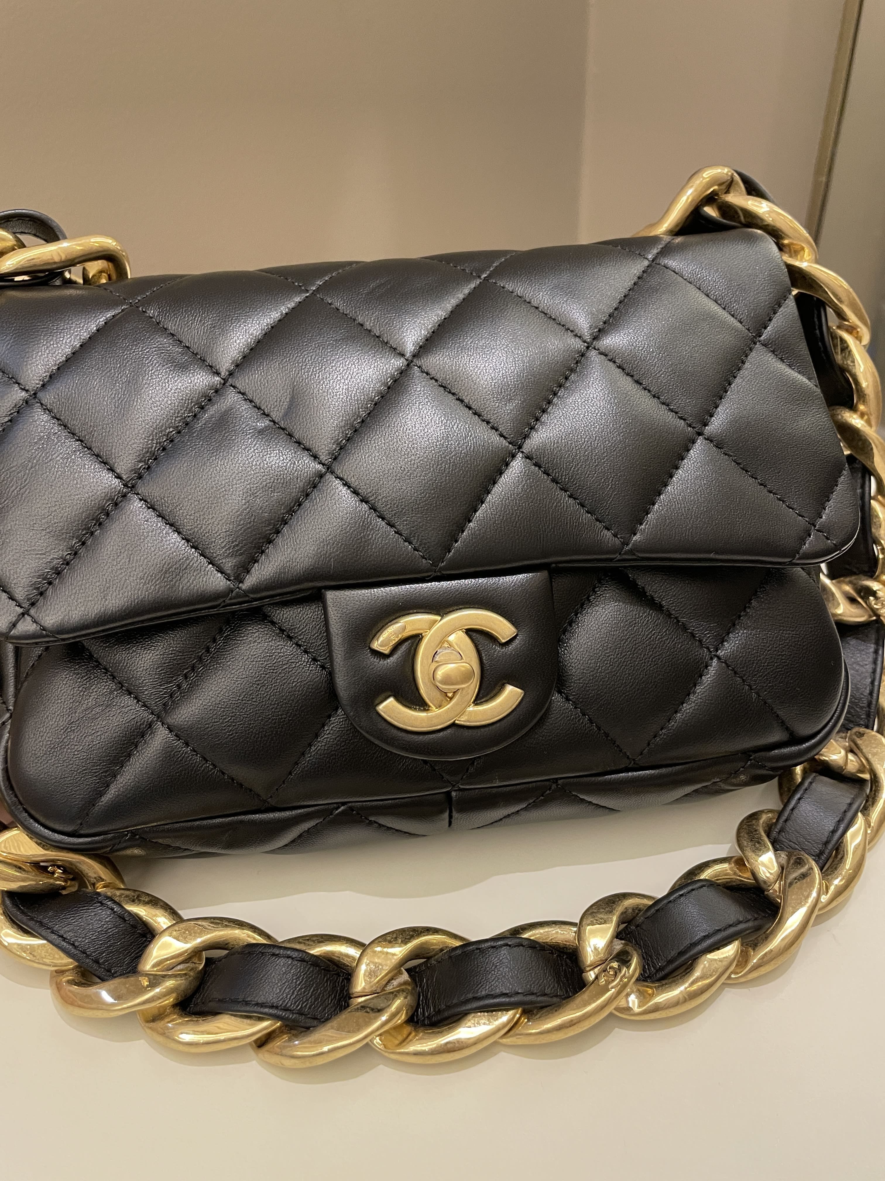 Chanel 22S Funky Town Flap Bag Black Calfskin