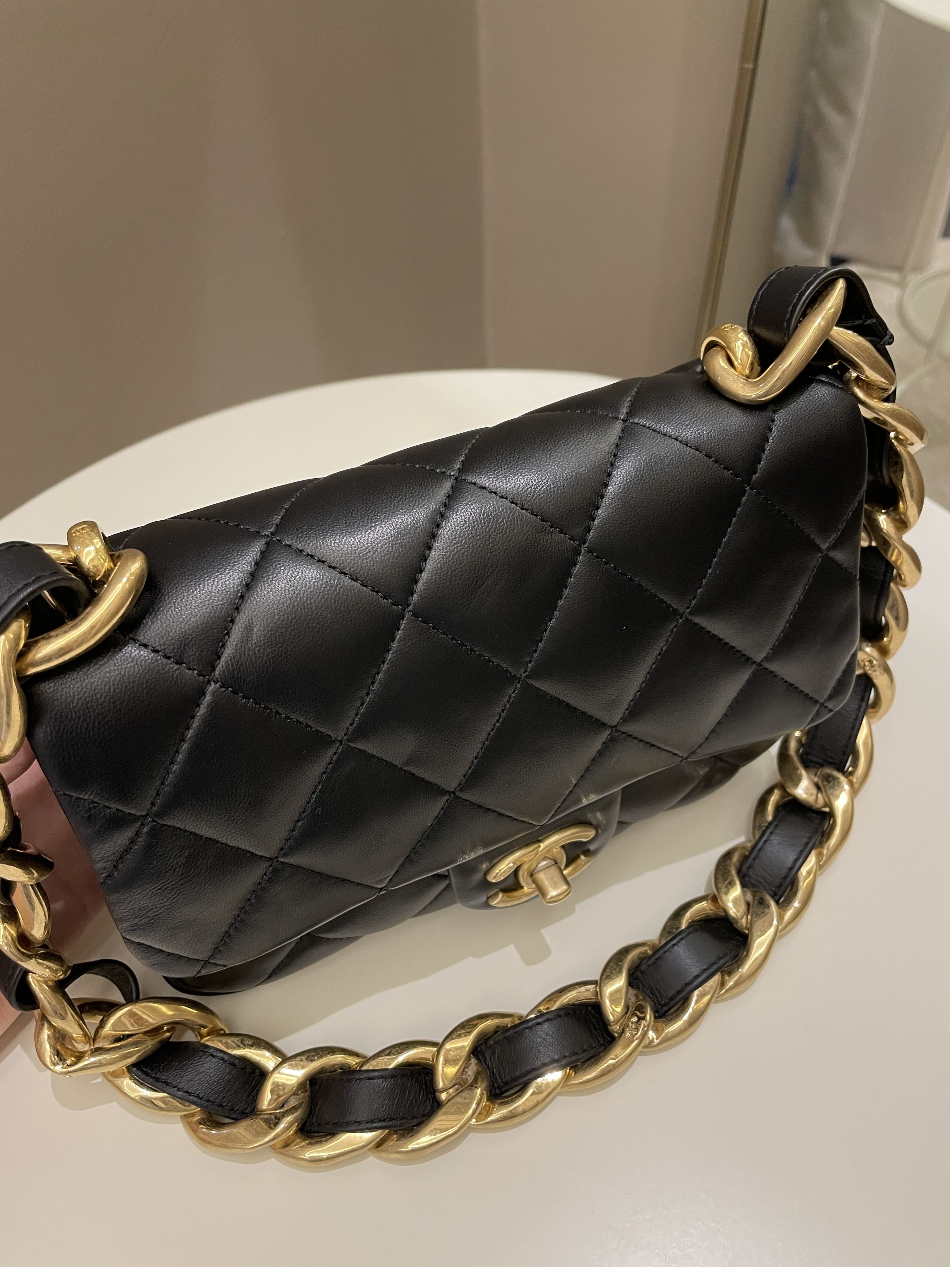 Chanel 22S Funky Town Flap Bag Black Calfskin