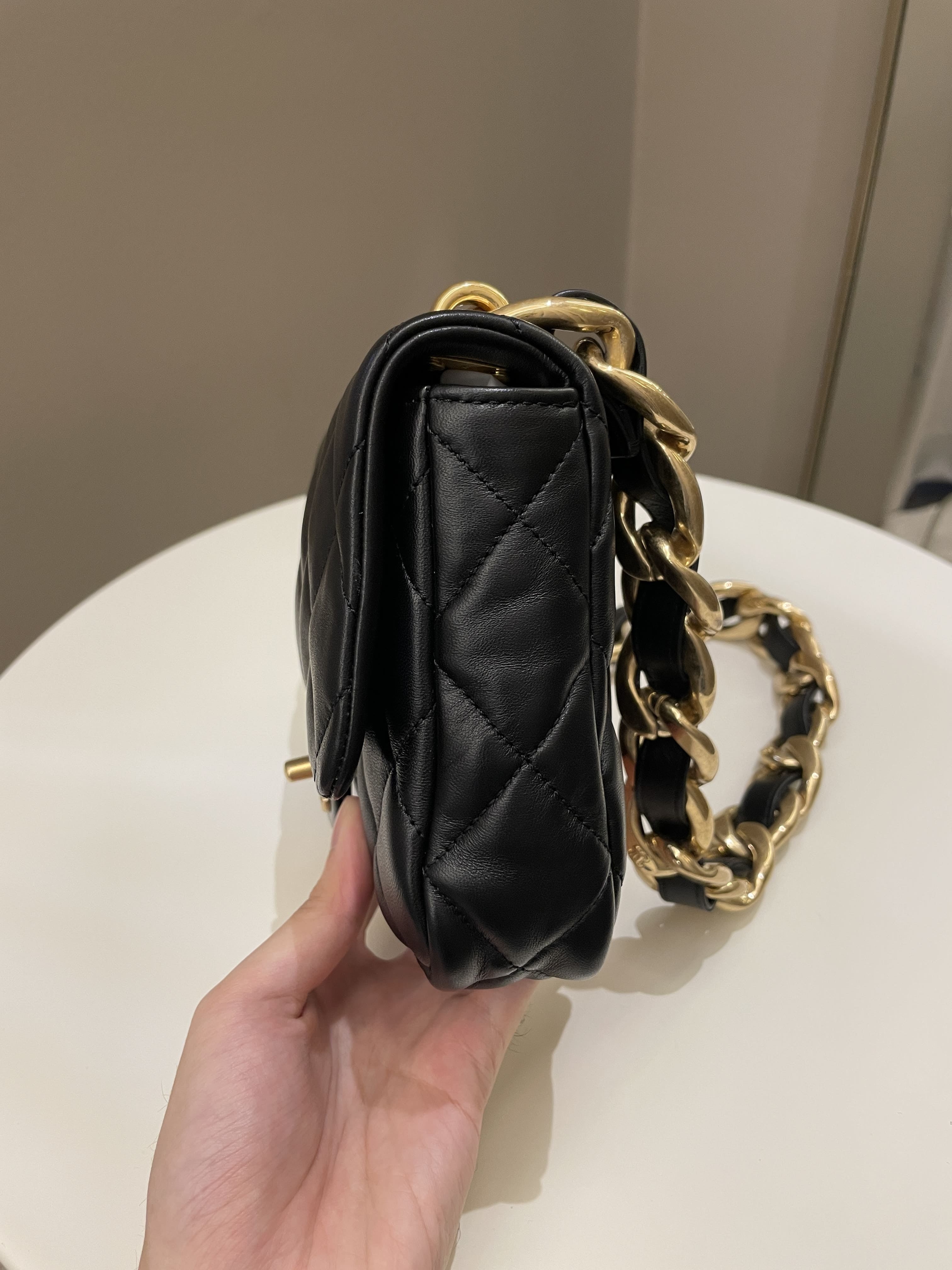 Chanel 22S Funky Town Flap Bag Black Calfskin