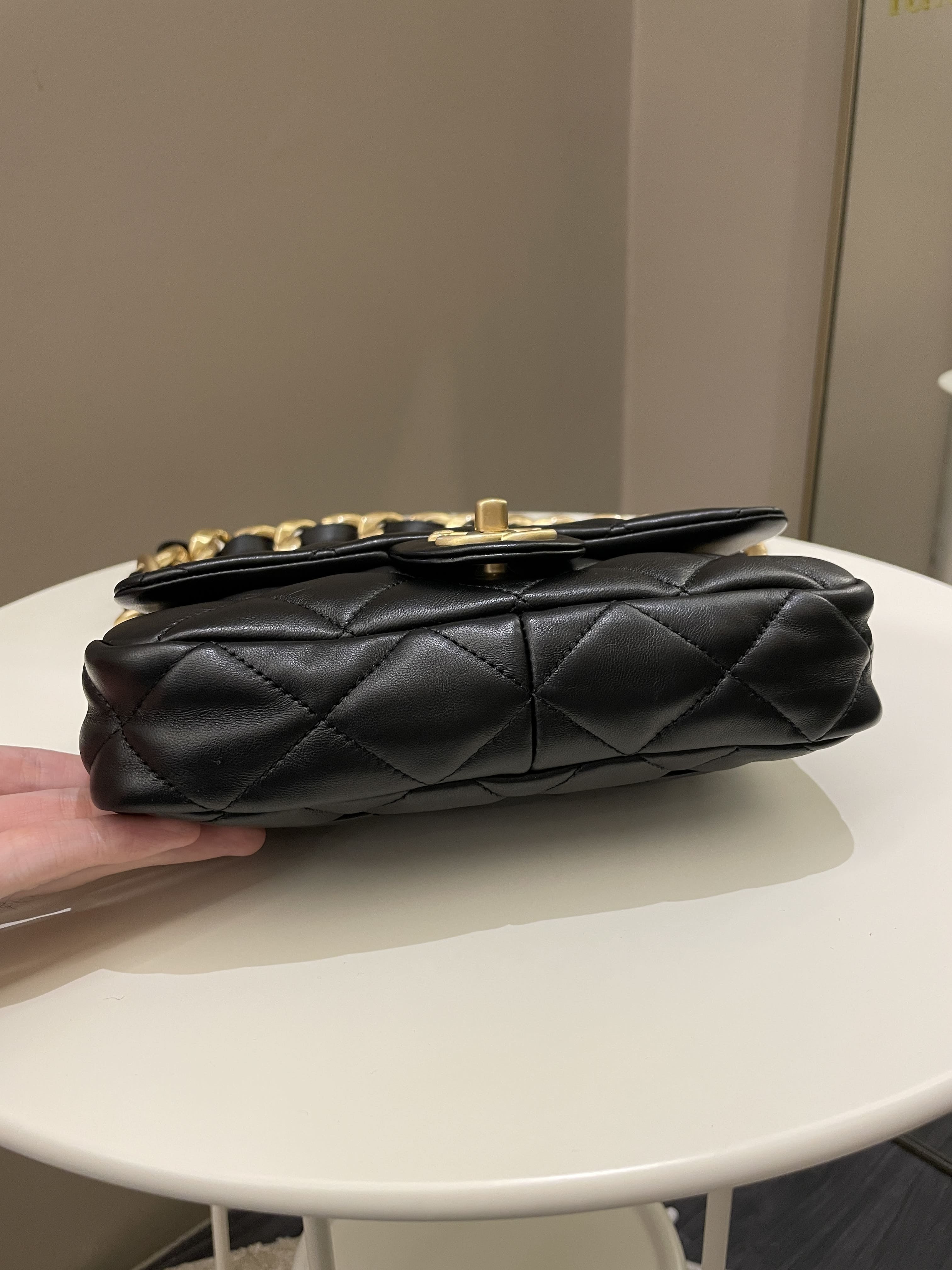 Chanel 22S Funky Town Flap Bag Black Calfskin