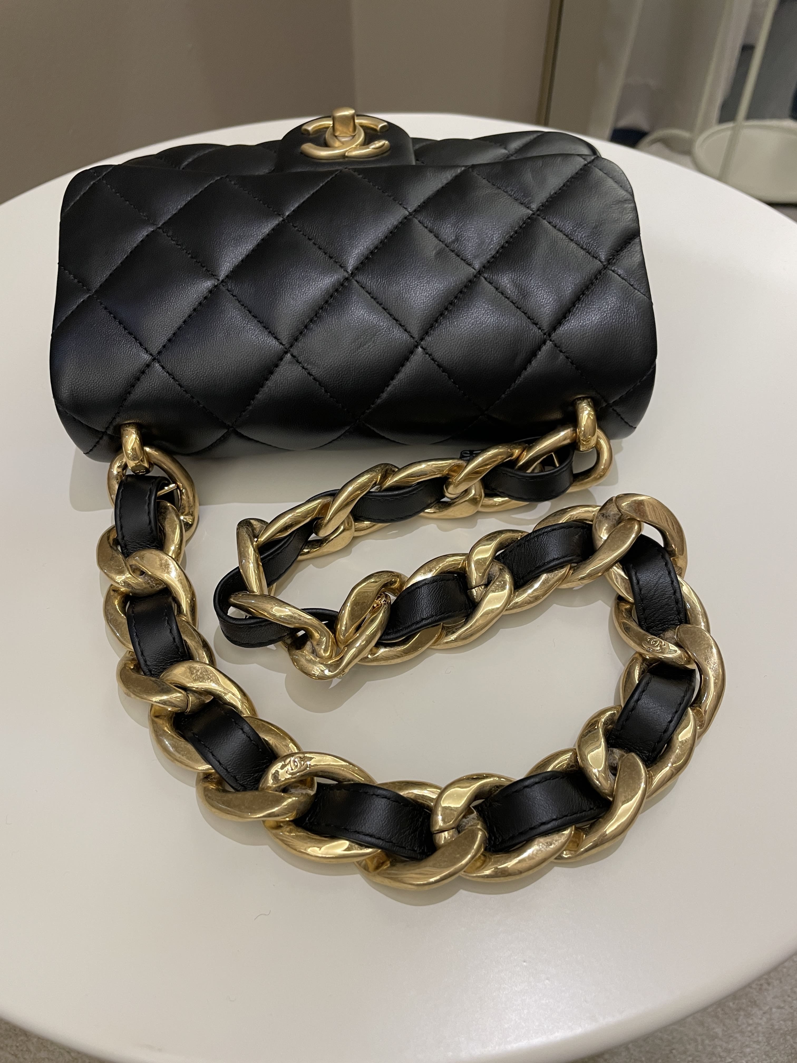Chanel 22S Funky Town Flap Bag Black Calfskin