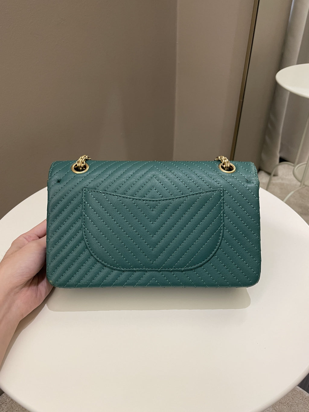Chanel 2.55 225 Chevron Reissue Double Flap Emerald Calfskin