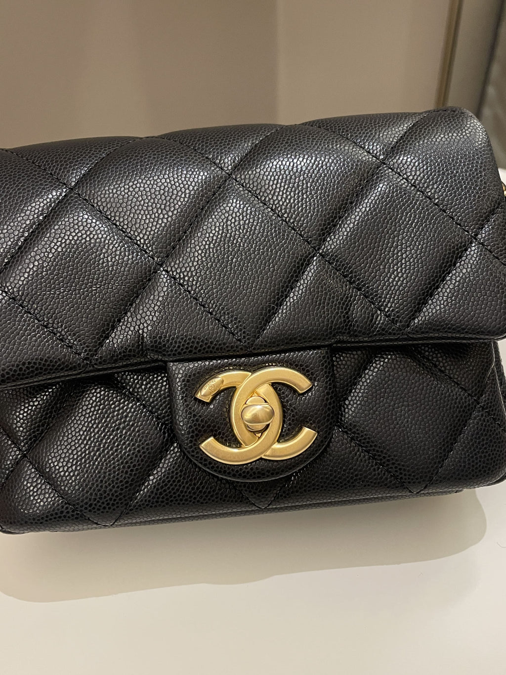 Chanel 22A Twist Your Button Mini Flap Bag Black Caviar