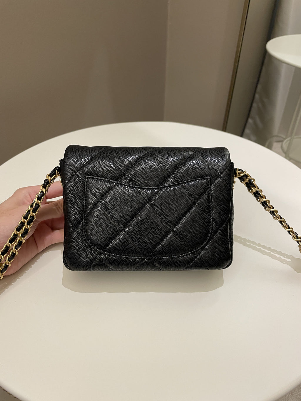 Chanel 22A Twist Your Button Mini Flap Bag Black Caviar