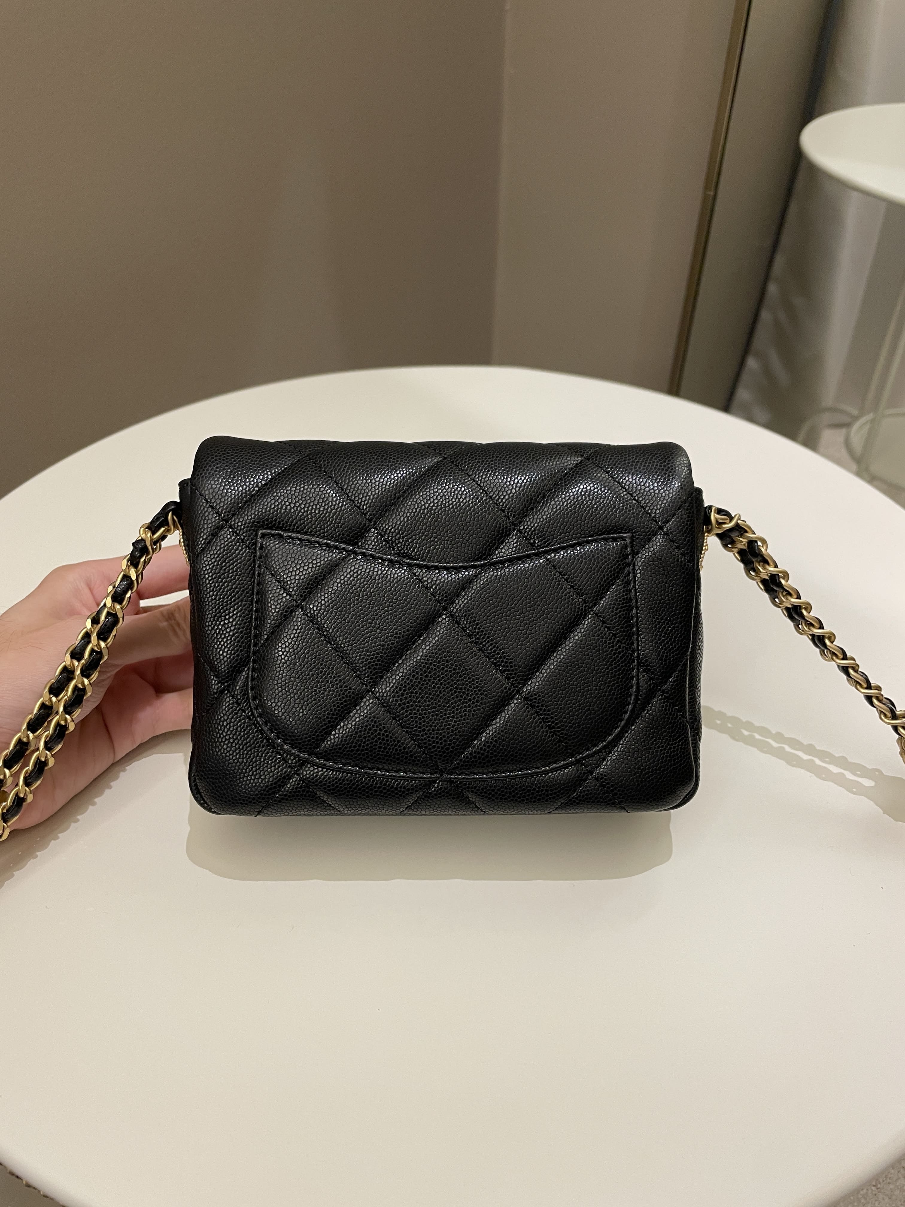 Chanel 22A Twist Your Button Mini Flap Bag Black Caviar