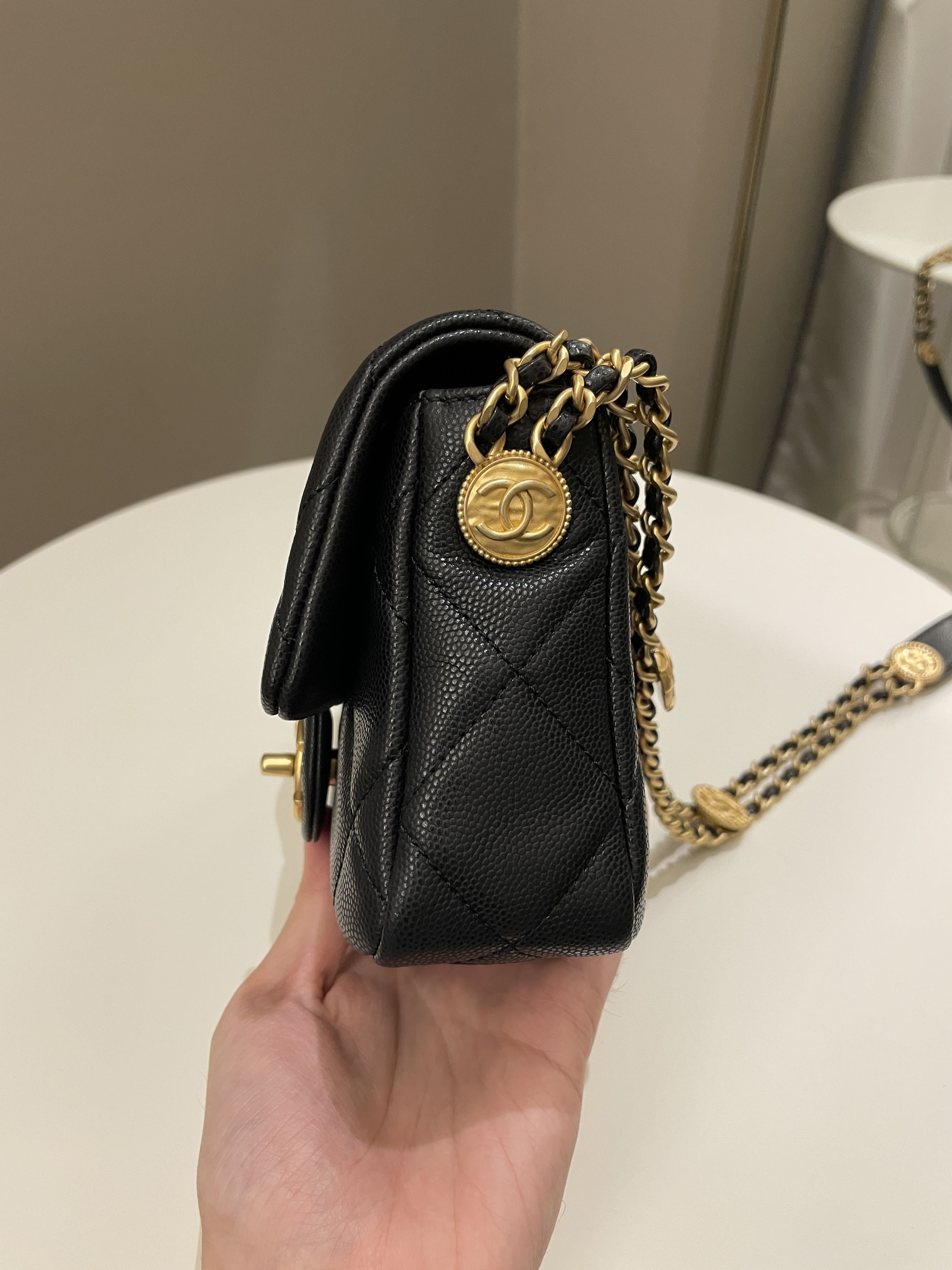 Chanel 22A Twist Your Button Mini Flap Bag Black Caviar