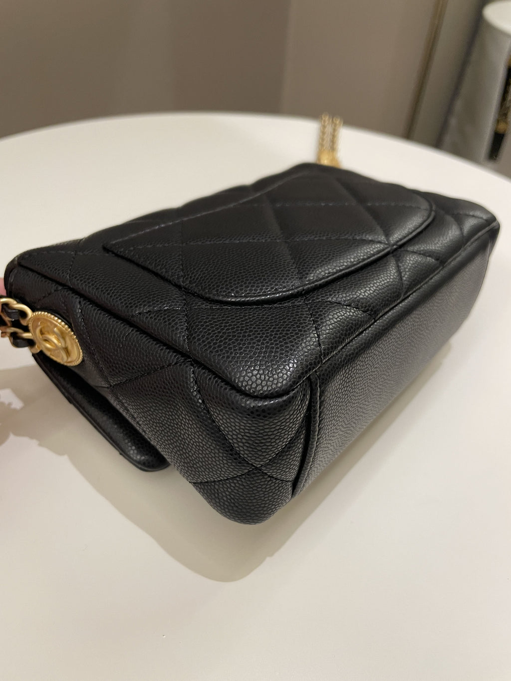 Chanel 22A Twist Your Button Mini Flap Bag Black Caviar