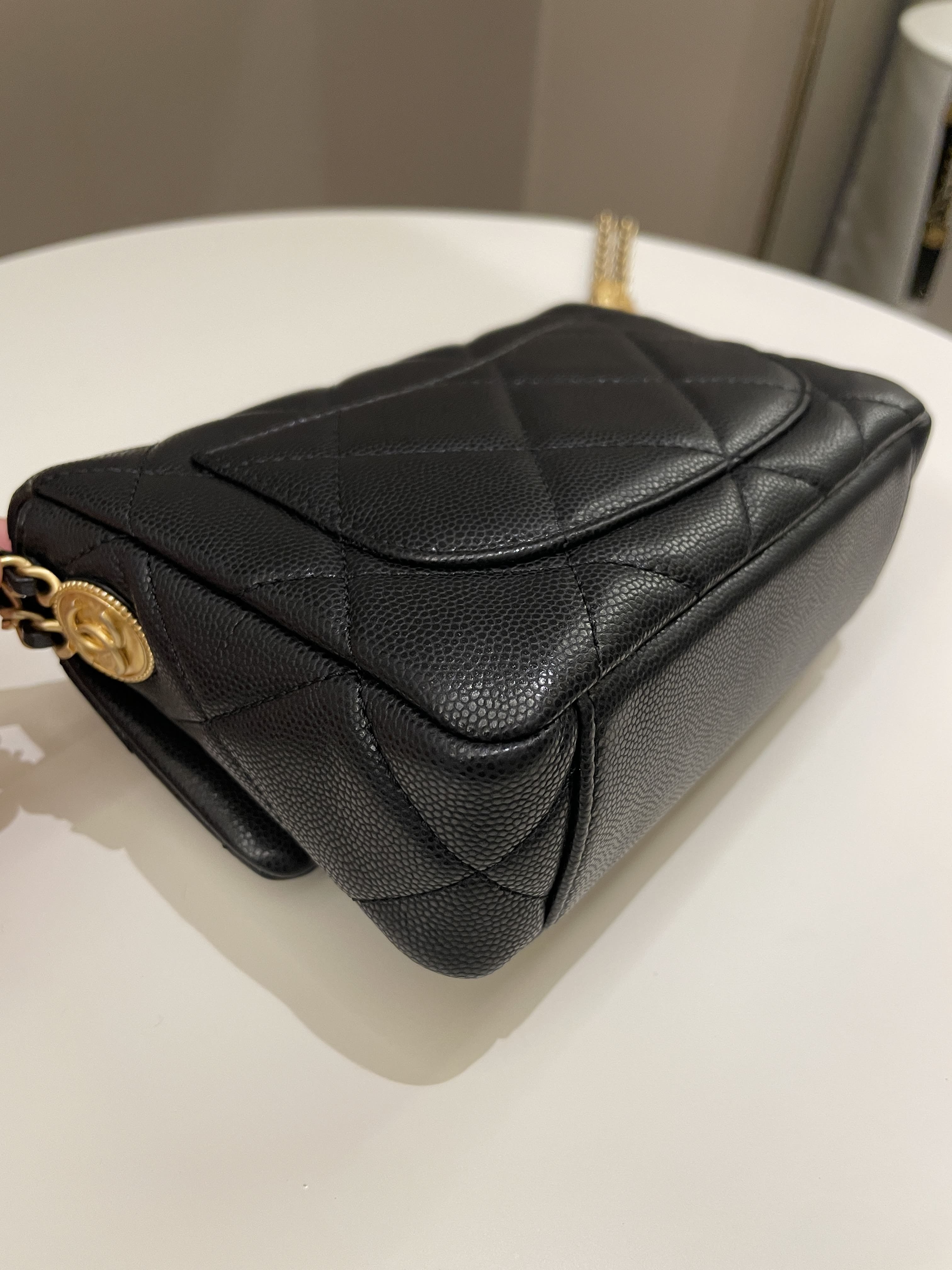 Chanel 22A Twist Your Button Mini Flap Bag Black Caviar