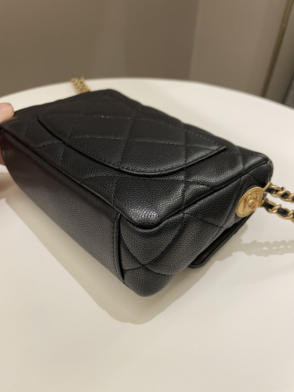 Chanel 22A Twist Your Button Mini Flap Bag Black Caviar