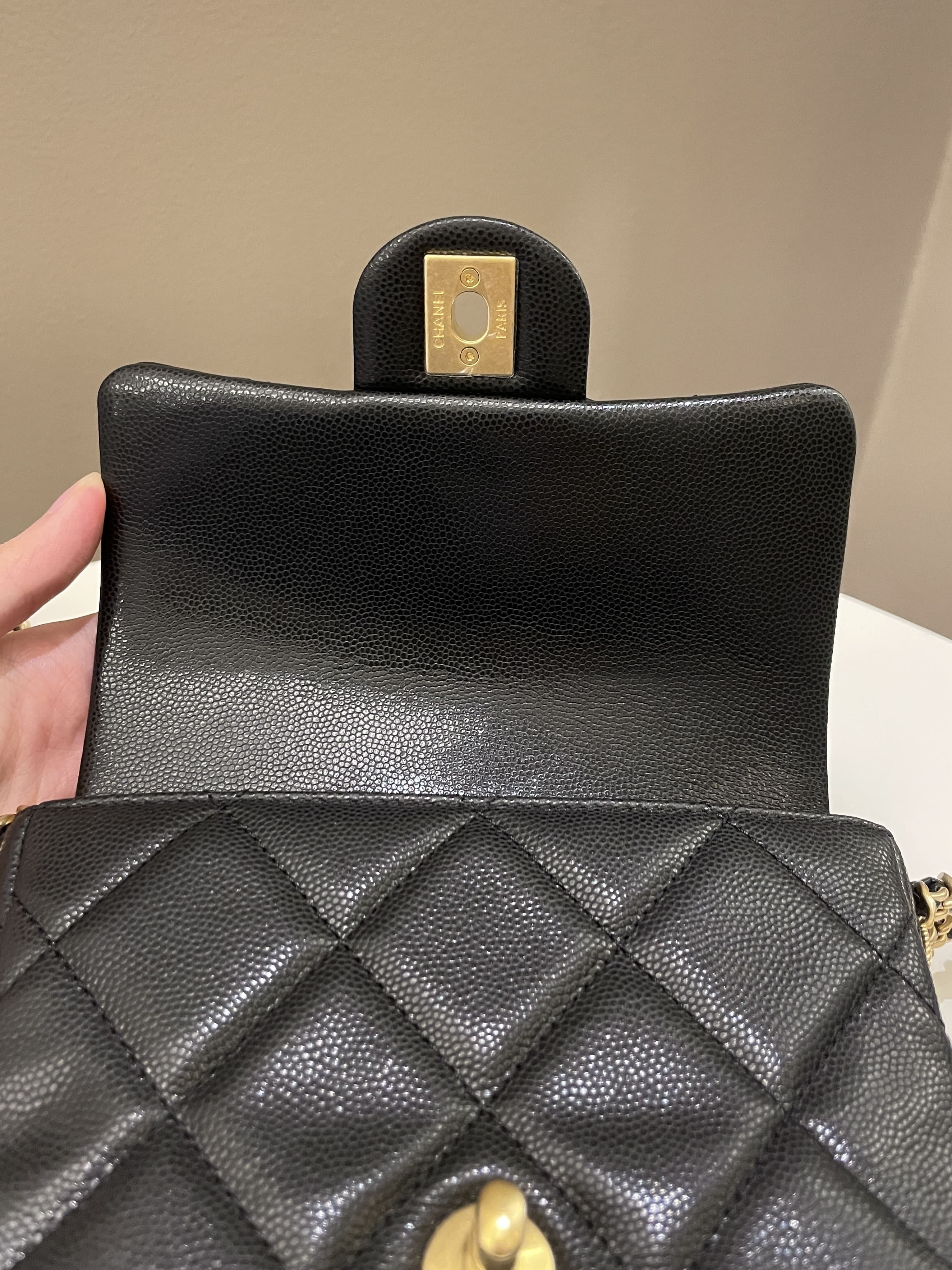 Chanel 22A Twist Your Button Mini Flap Bag Black Caviar