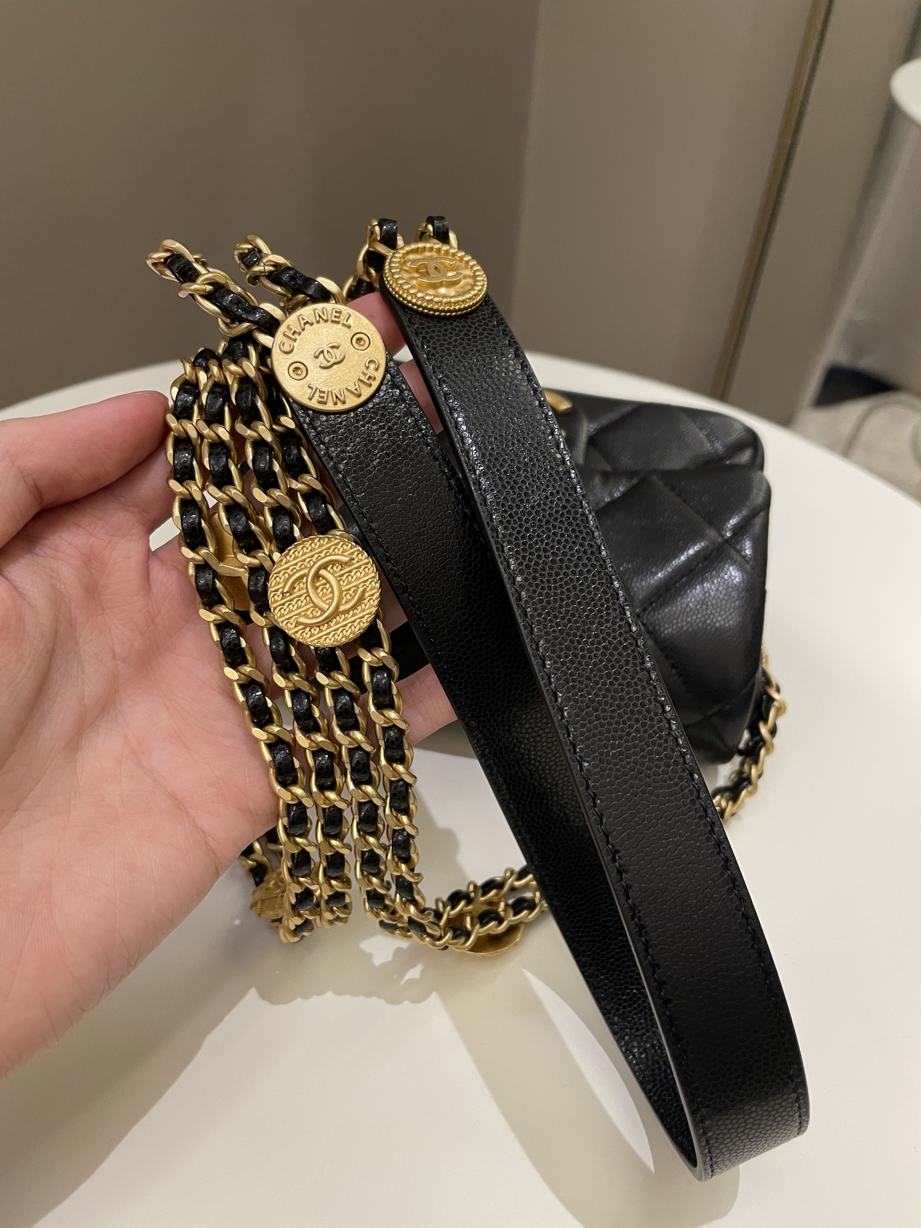 Chanel 22A Twist Your Button Mini Flap Bag Black Caviar