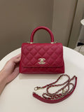 Chanel 22K Quilted Coco Handle Mini Lipstick Red Caviar