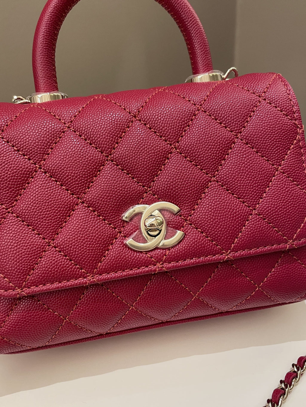 Chanel 22K Quilted Coco Handle Mini Lipstick Red Caviar