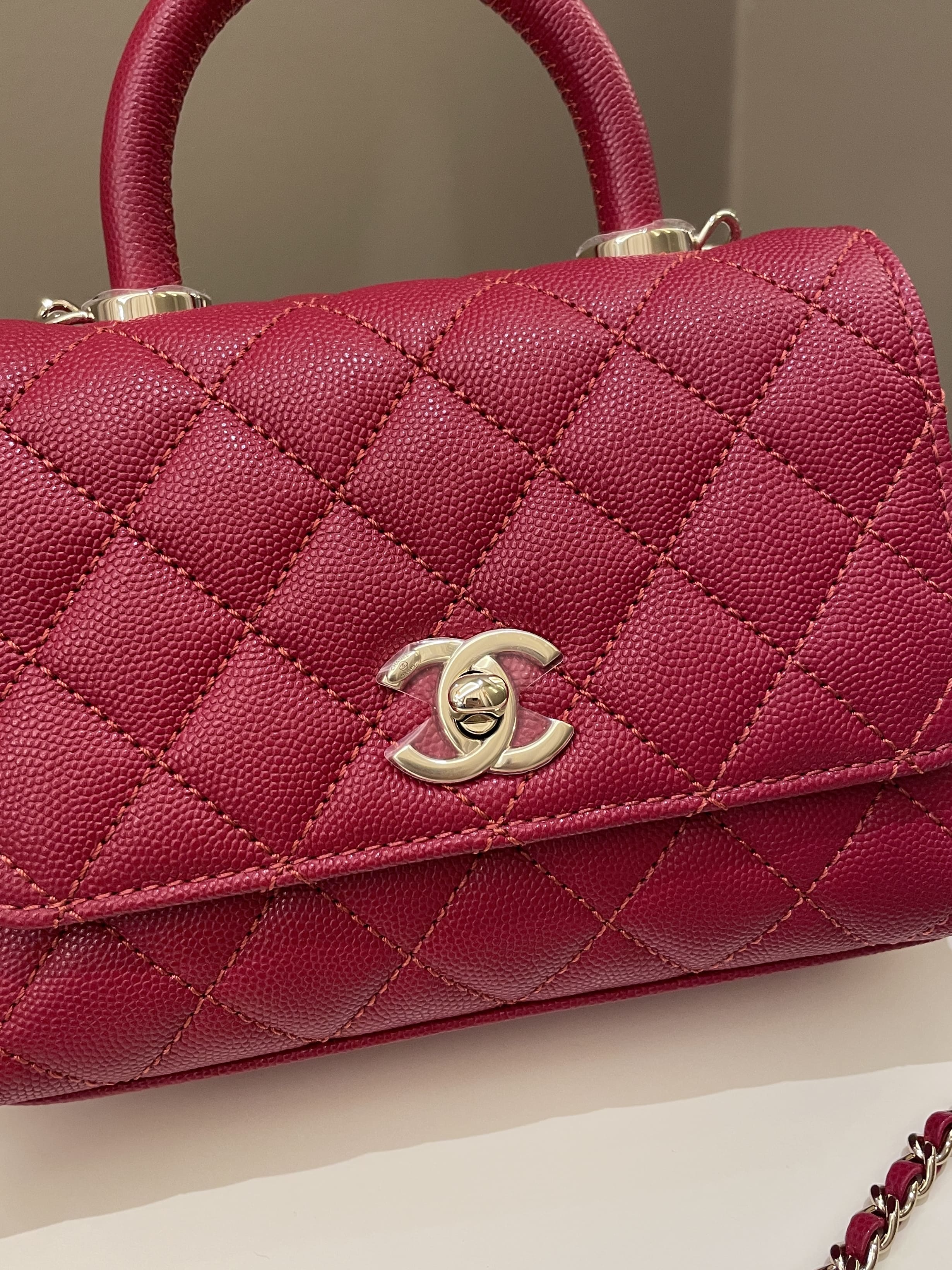Chanel 22K Quilted Coco Handle Mini Lipstick Red Caviar
