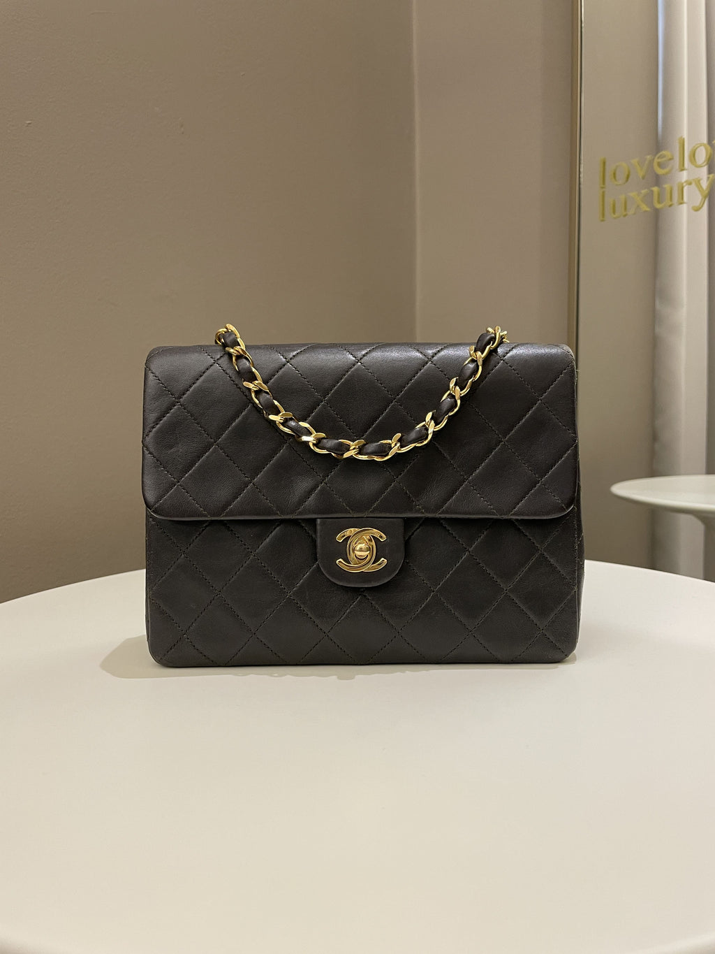 Chanel Vintage Quilted Flap Ash Green Lambskin