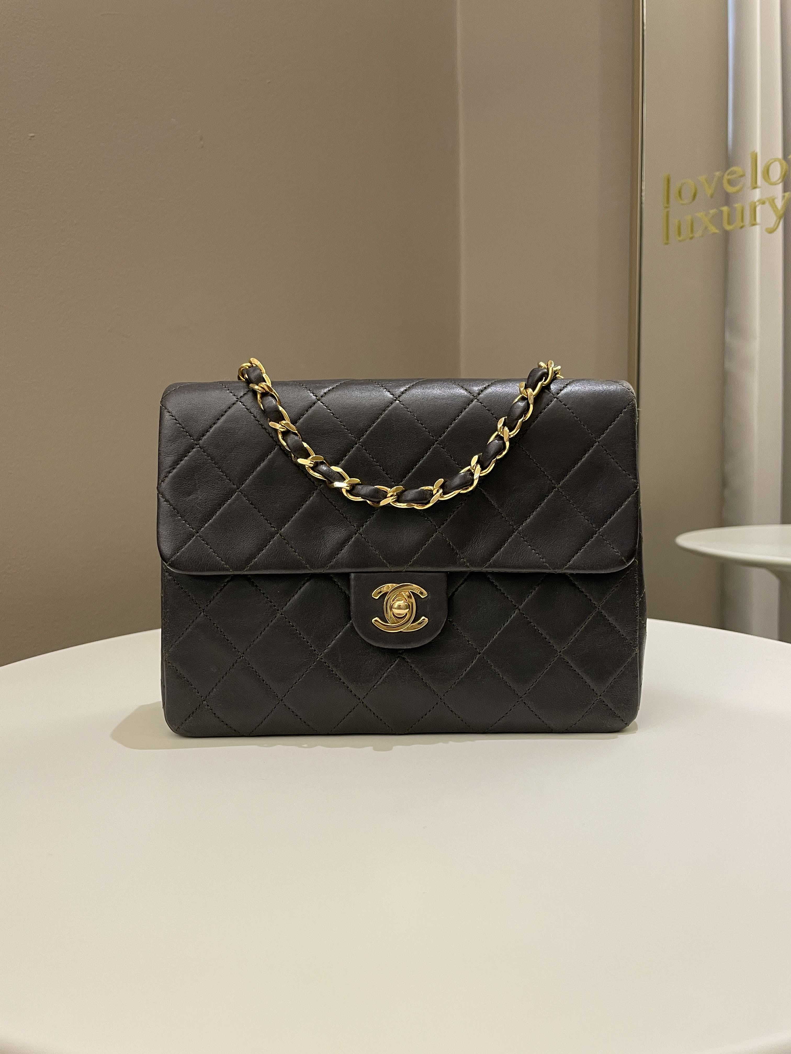 Chanel Vintage Quilted Flap Ash Green Lambskin