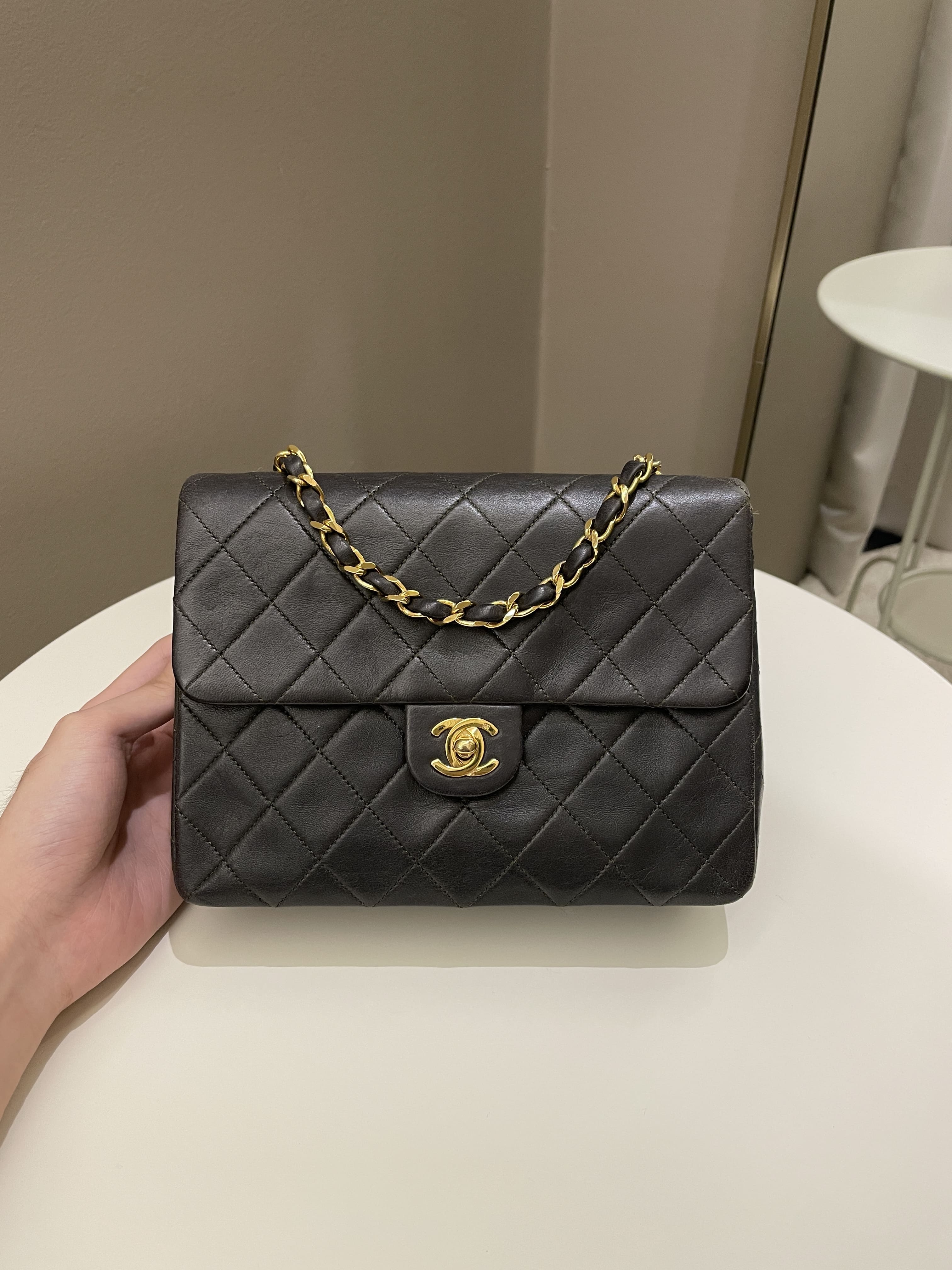 Chanel Vintage Quilted Flap Ash Green Lambskin