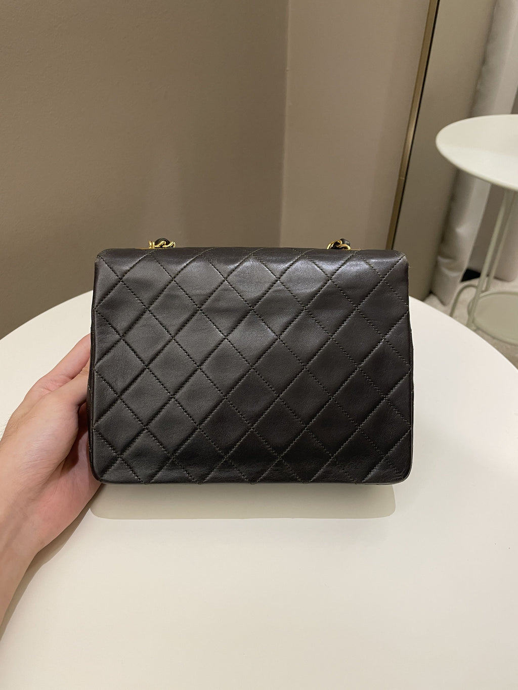 Chanel Vintage Quilted Flap Ash Green Lambskin