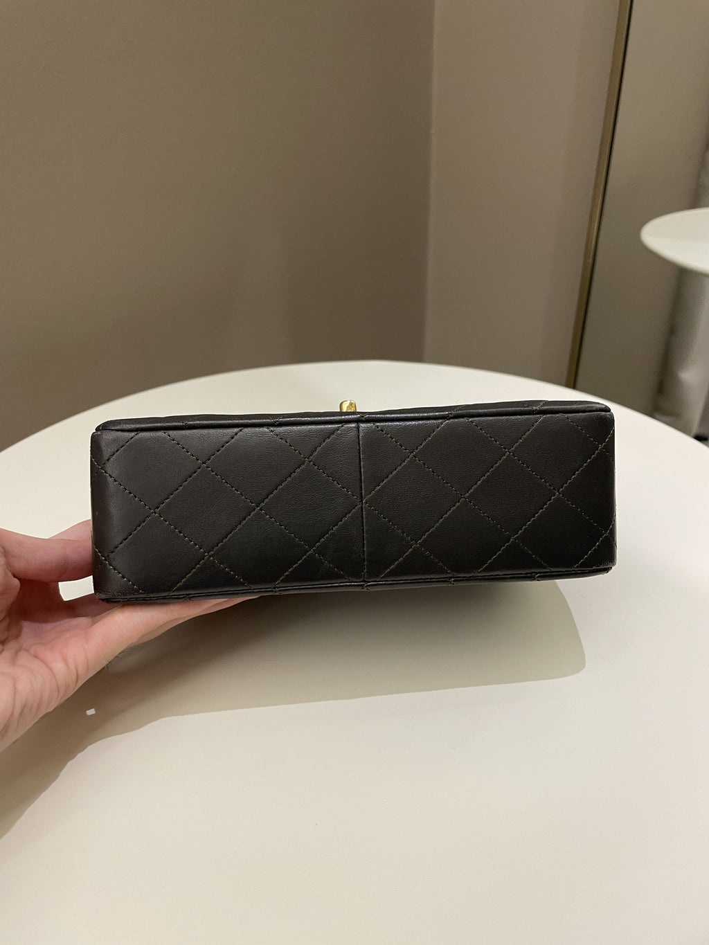 Chanel Vintage Quilted Flap Ash Green Lambskin