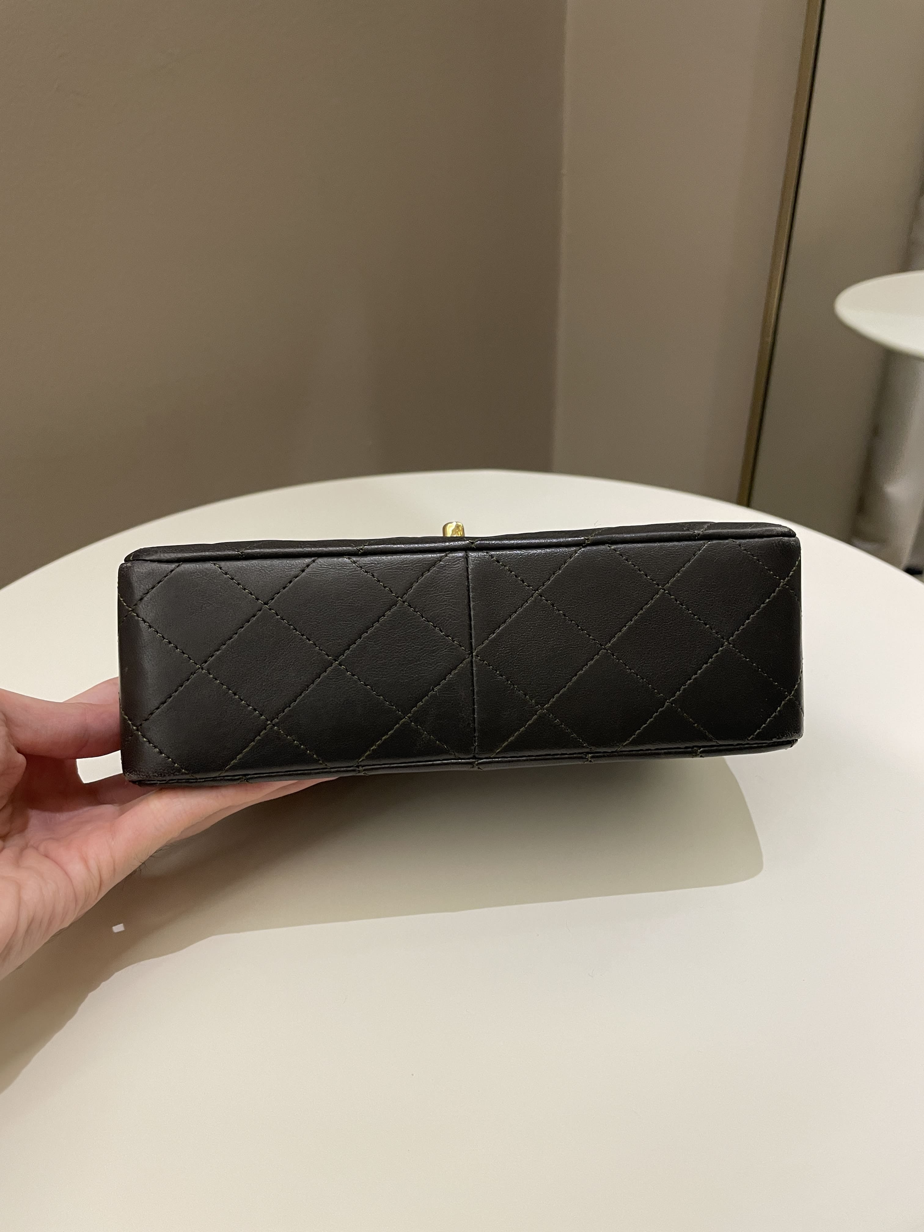 Chanel Vintage Quilted Flap Ash Green Lambskin