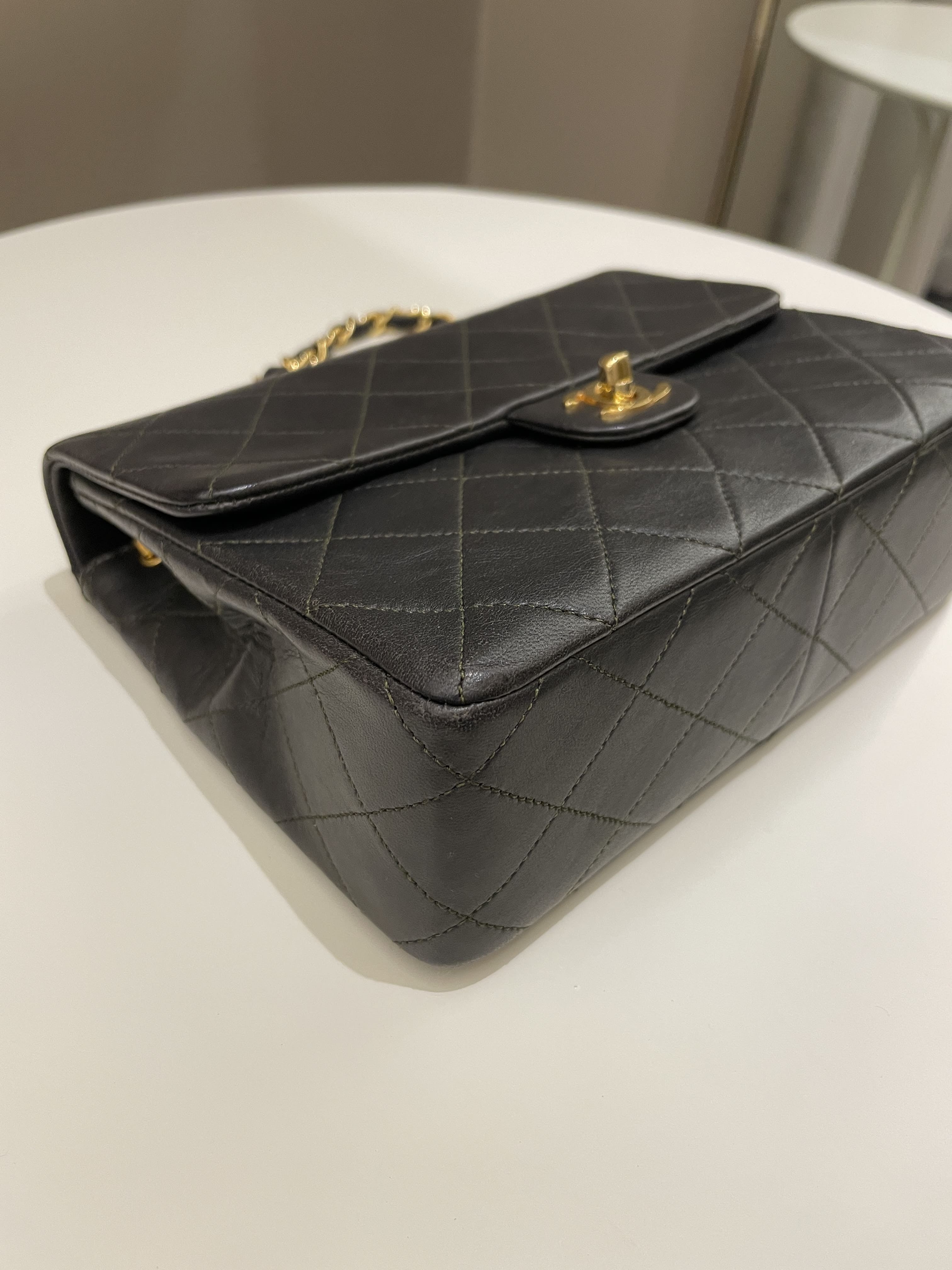 Chanel Vintage Quilted Flap Ash Green Lambskin