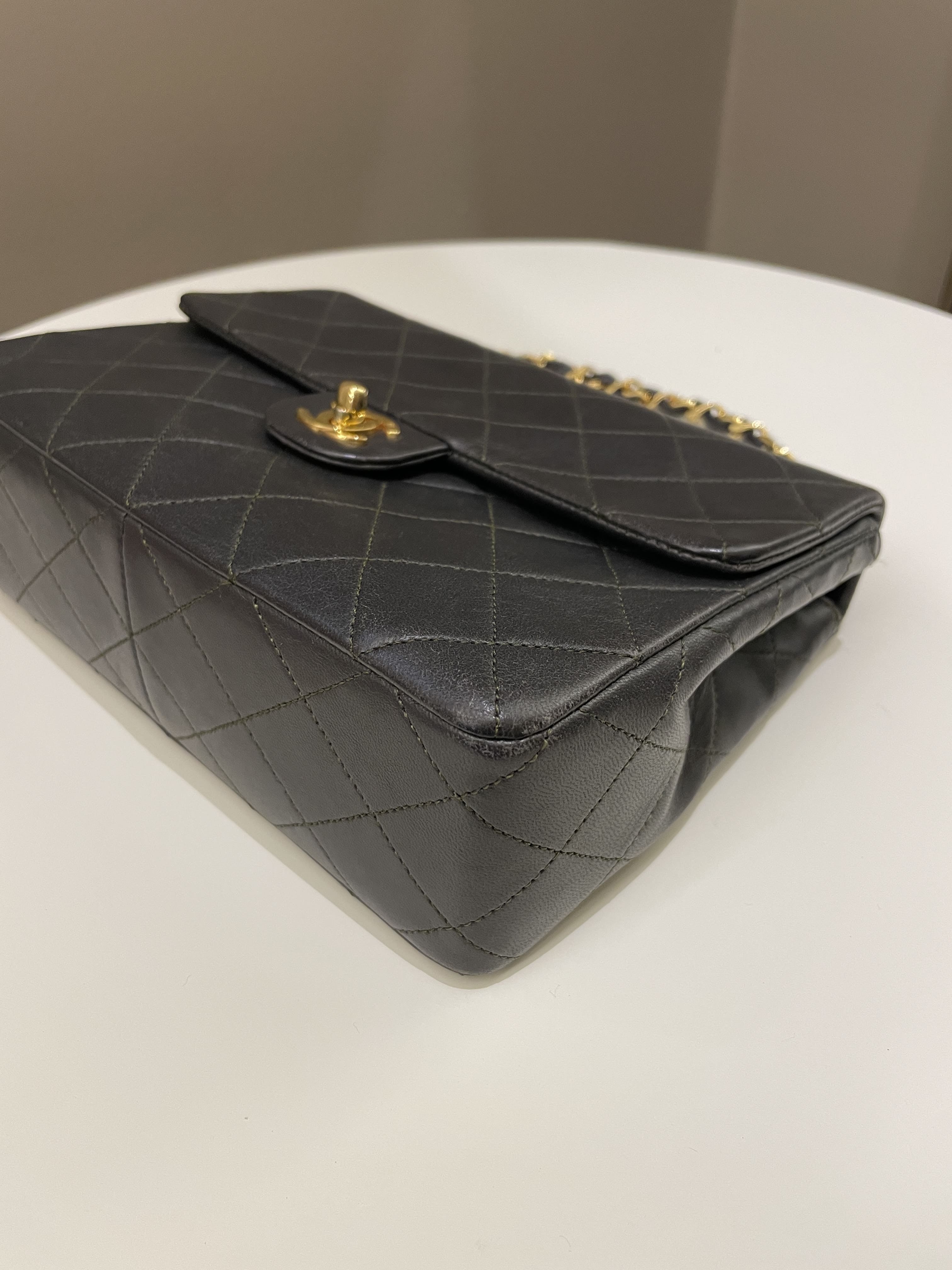 Chanel Vintage Quilted Flap Ash Green Lambskin
