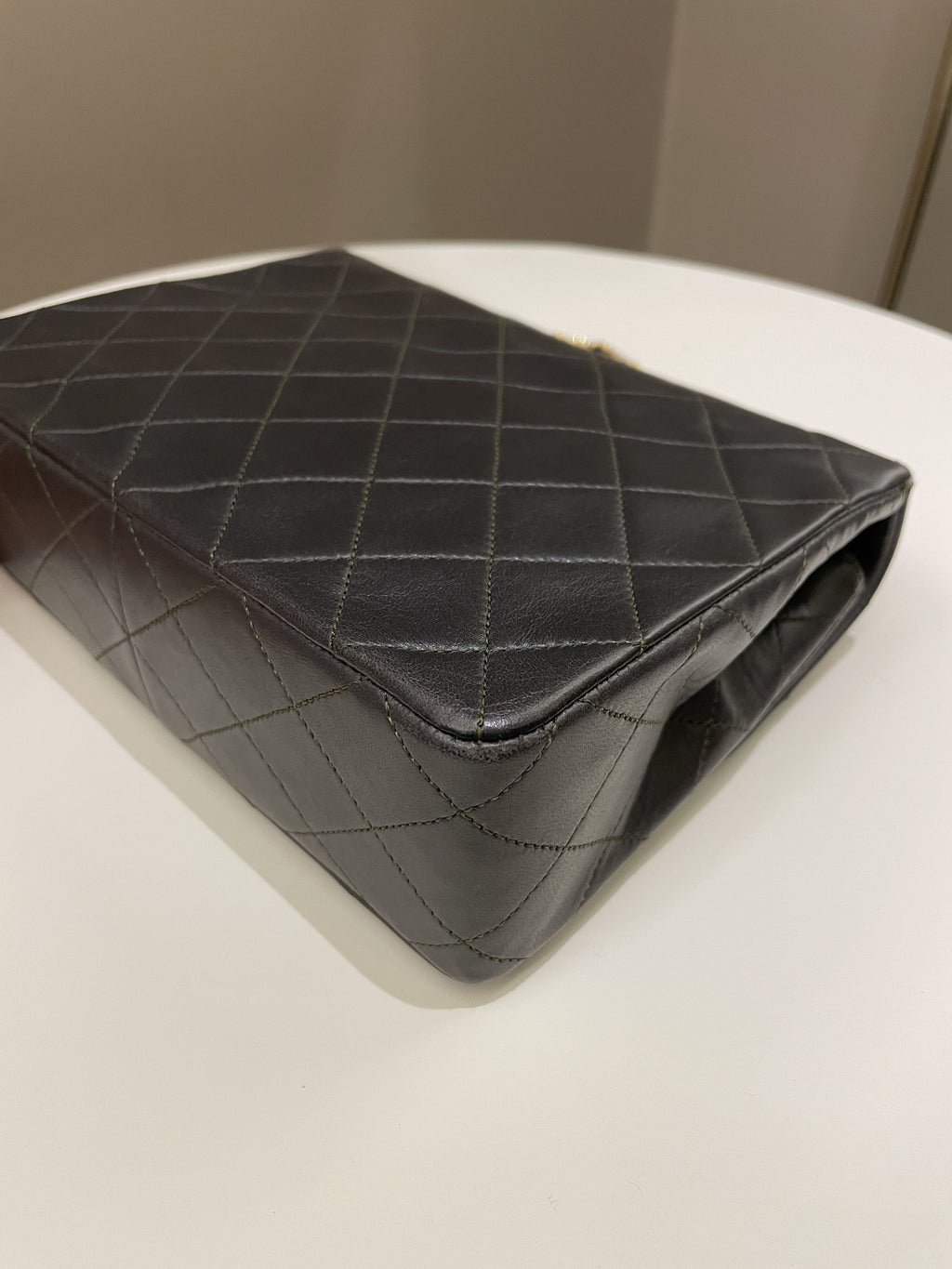 Chanel Vintage Quilted Flap Ash Green Lambskin
