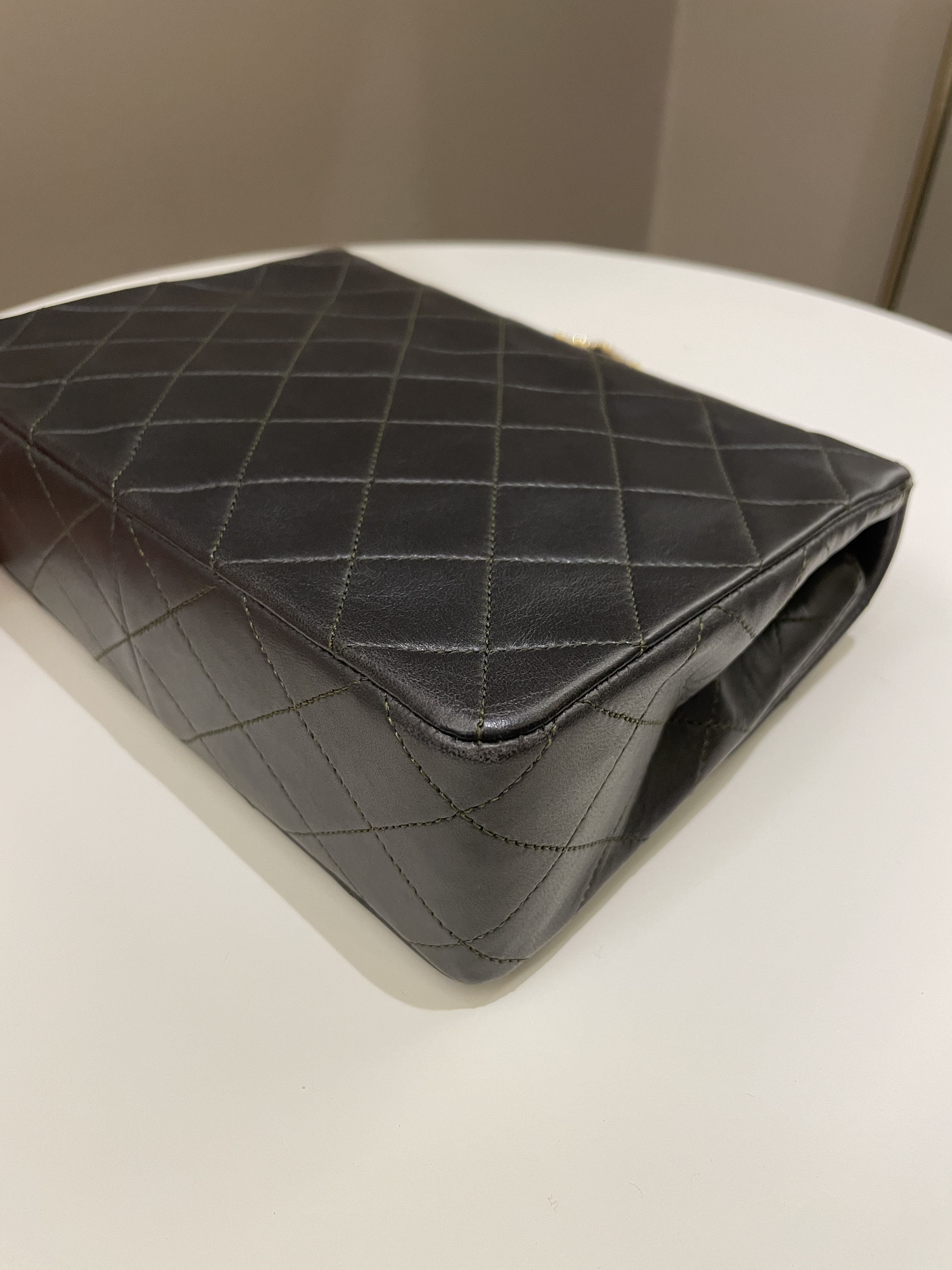Chanel Vintage Quilted Flap Ash Green Lambskin