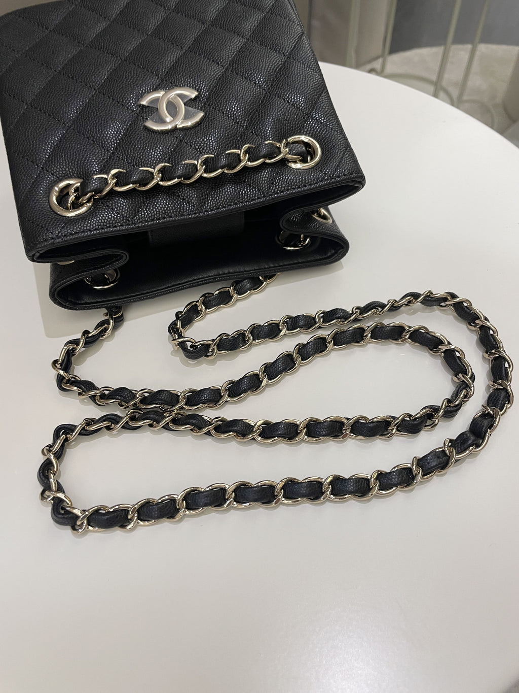 Chanel 22S Mini Bucket Bag Black Caviar