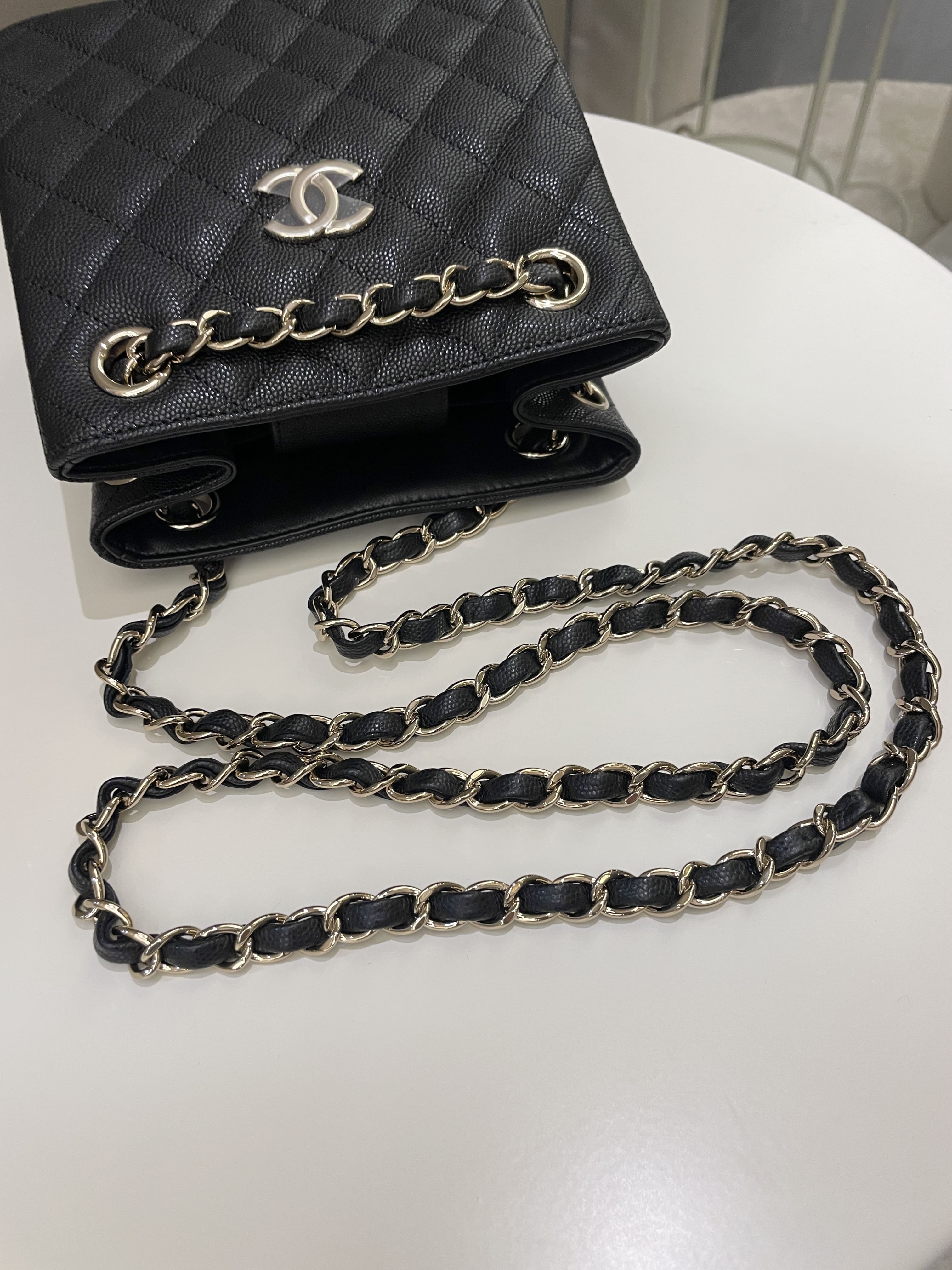 Chanel 22S Mini Bucket Bag Black Caviar