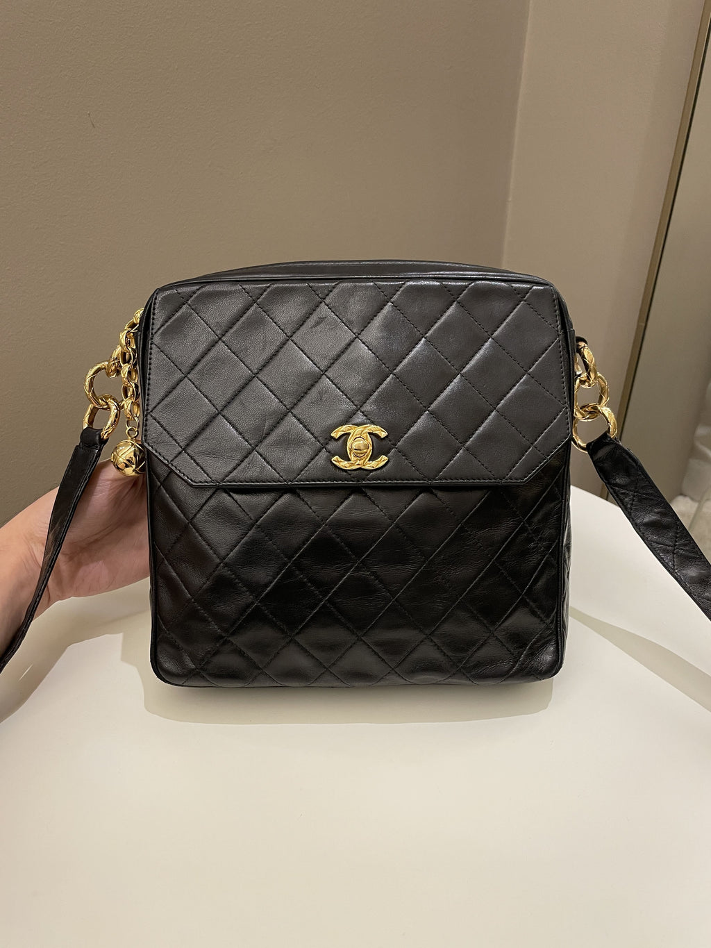 Chanel Vintage Quilted Cc Camera Bag