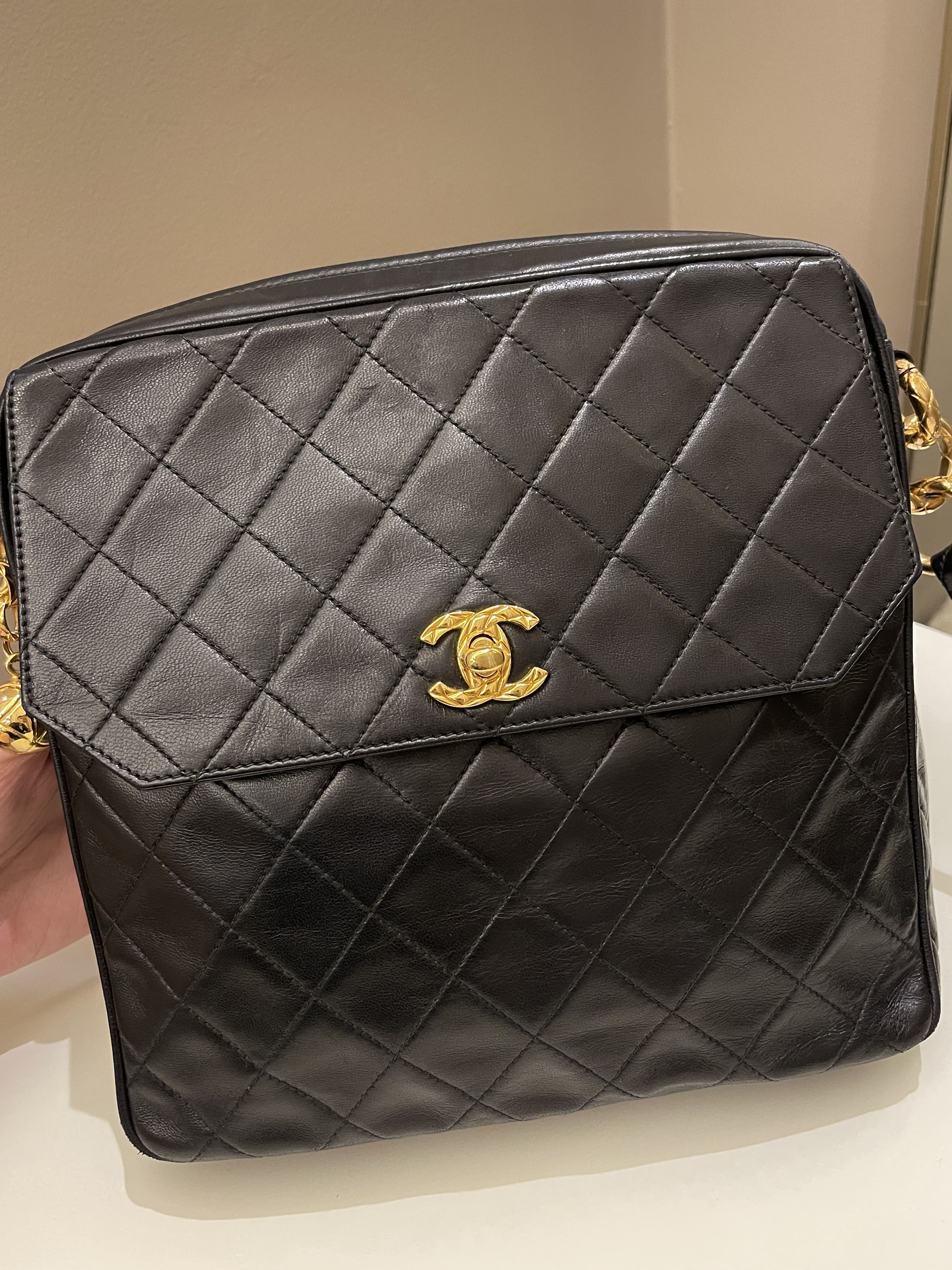 Chanel Vintage Quilted Cc Camera Bag