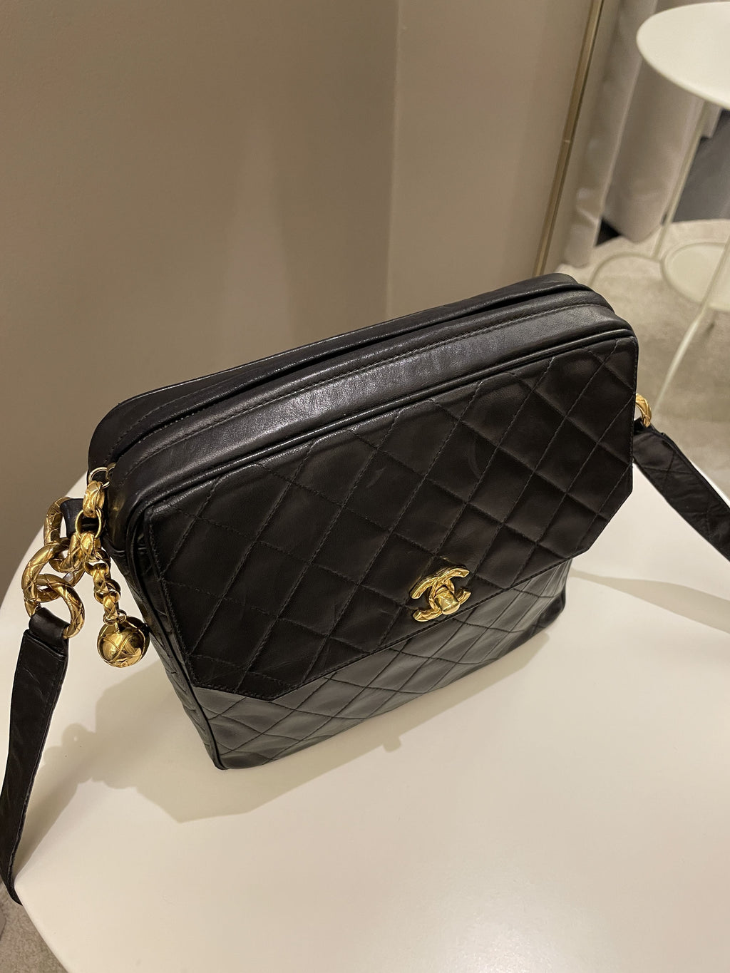 Chanel Vintage Quilted Cc Camera Bag