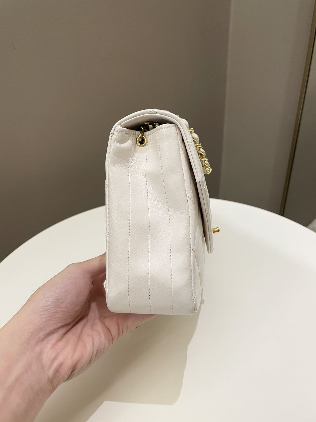 Chanel Vintage Quilted Flap Bag White Lambskin