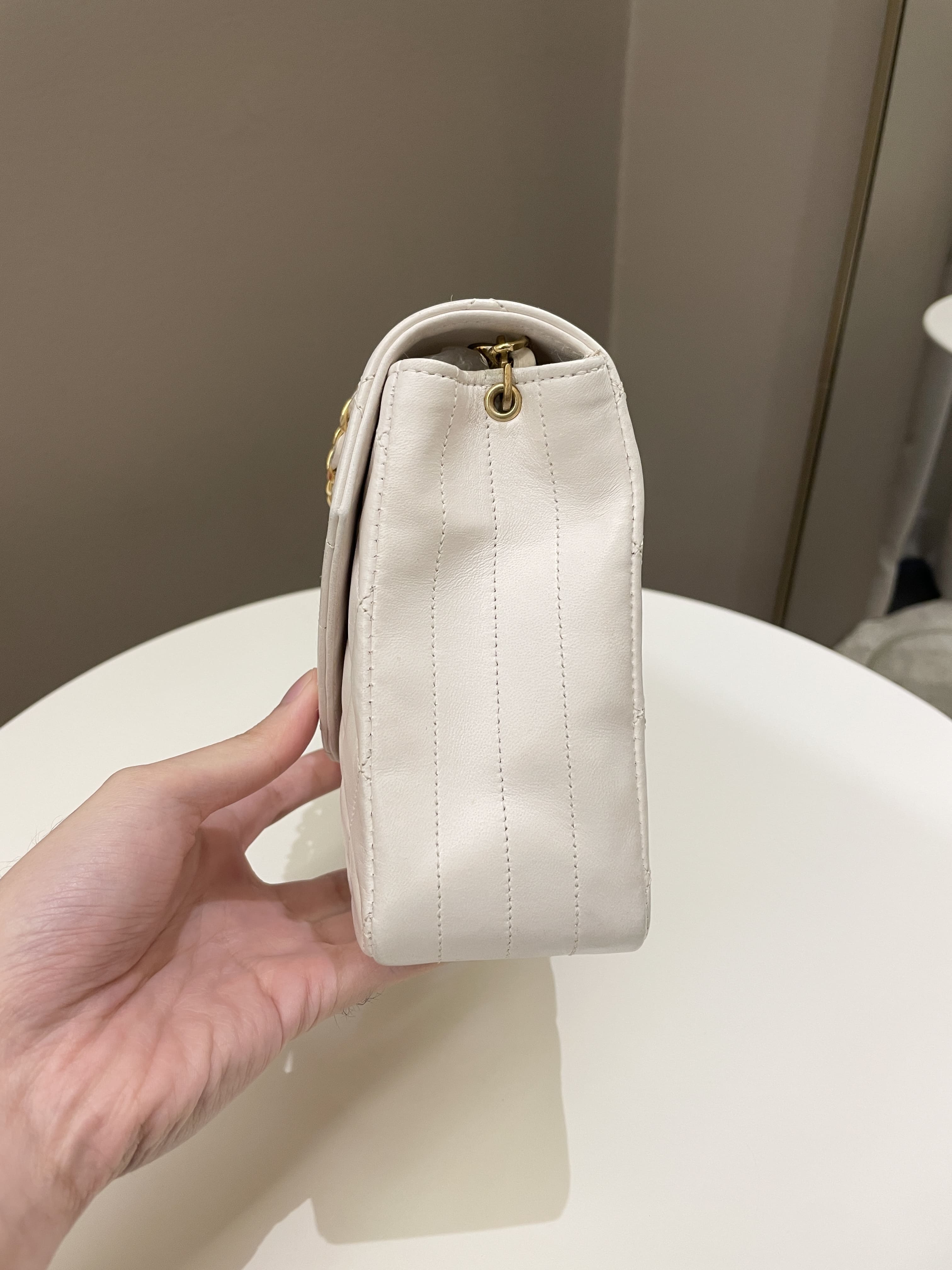 Chanel Vintage Quilted Flap Bag White Lambskin