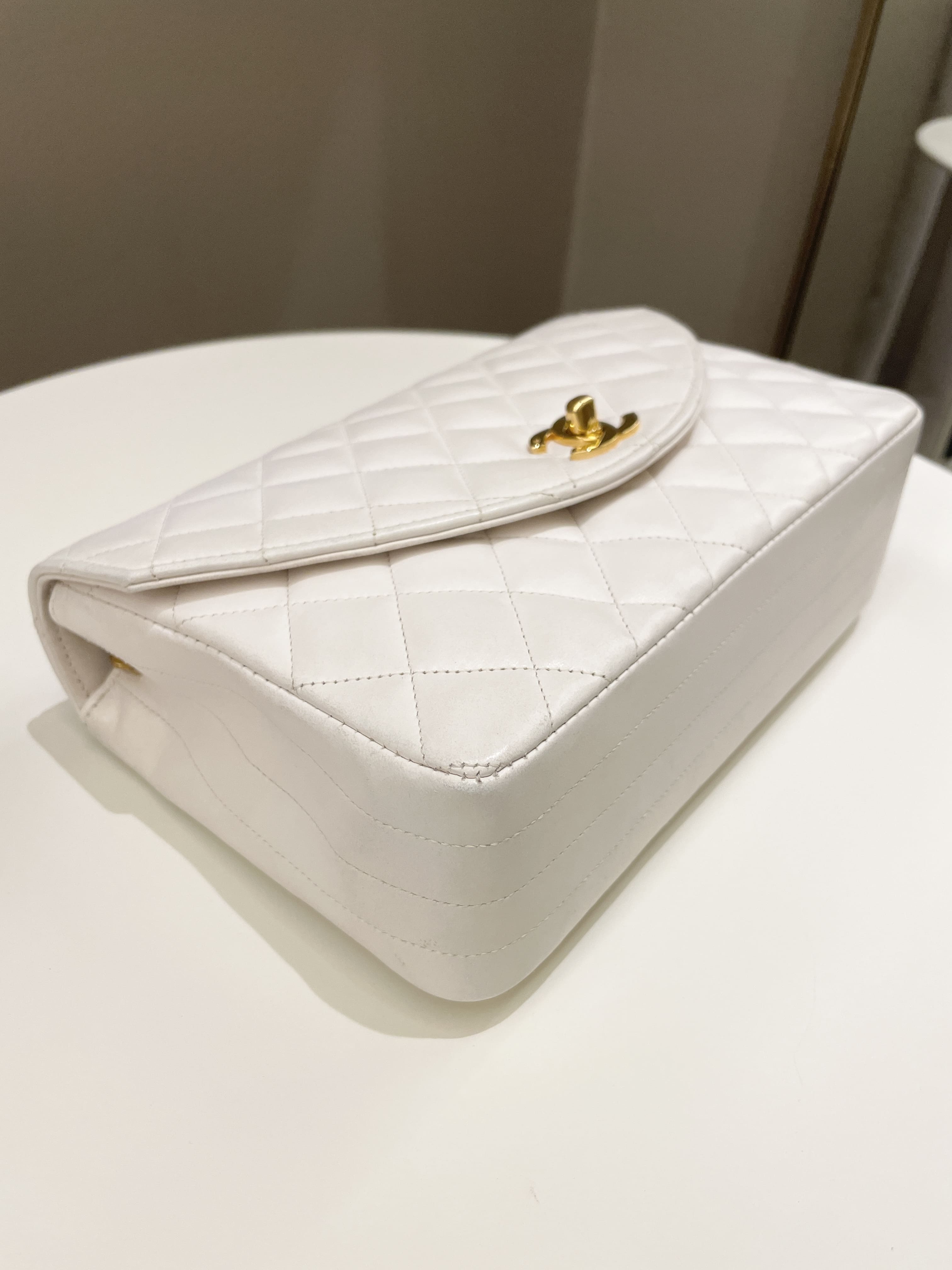 Chanel Vintage Quilted Flap Bag White Lambskin