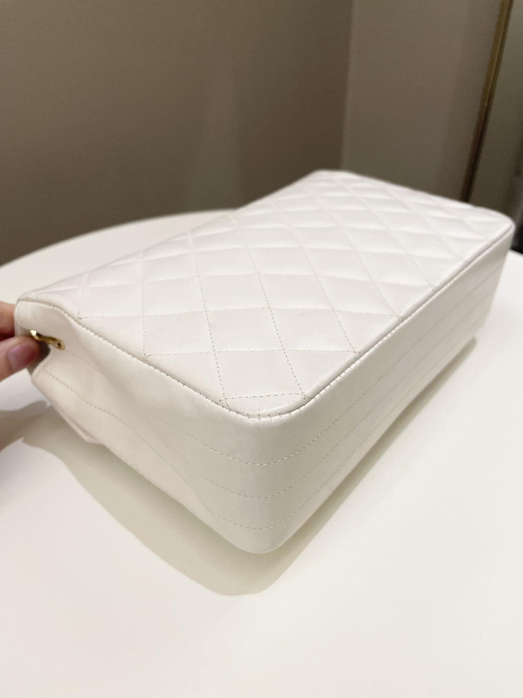Chanel Vintage Quilted Flap Bag White Lambskin