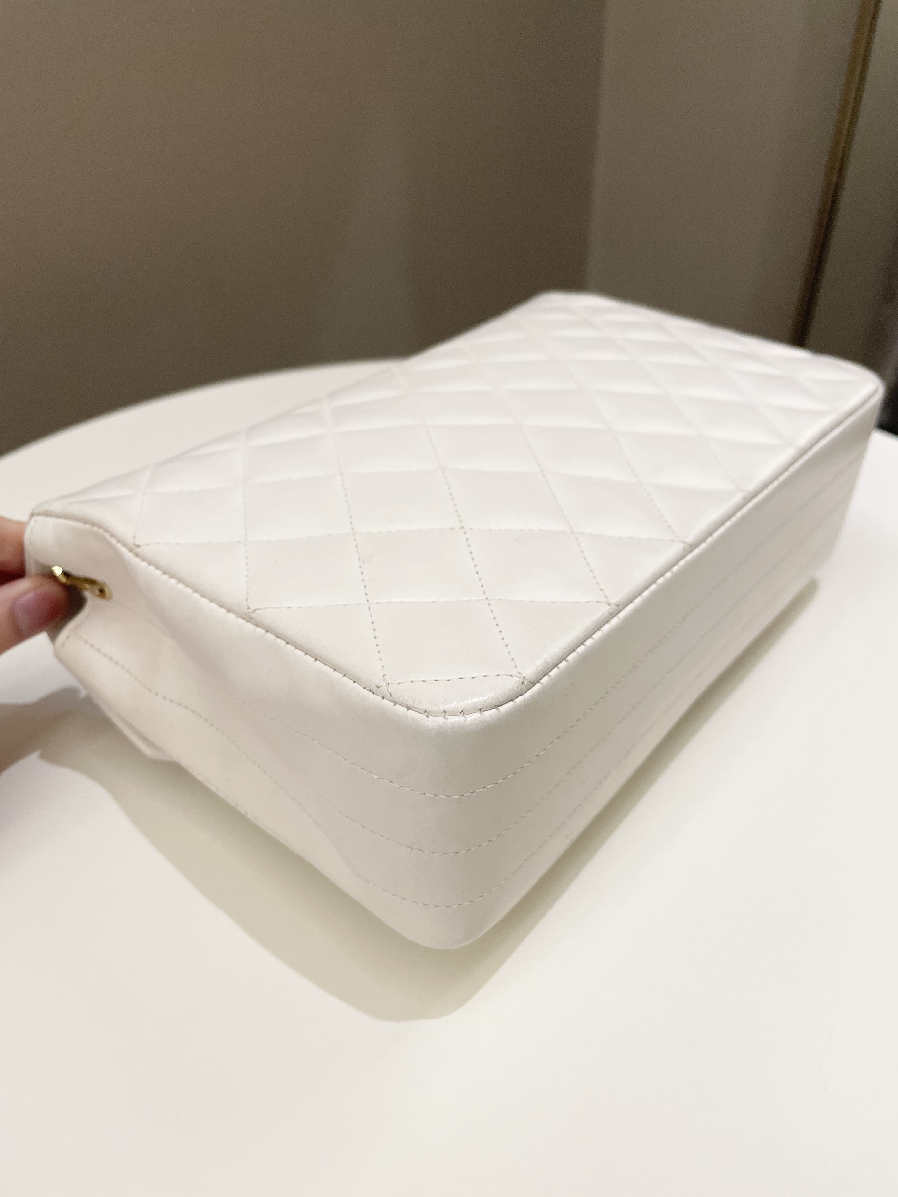 Chanel Vintage Quilted Flap Bag White Lambskin