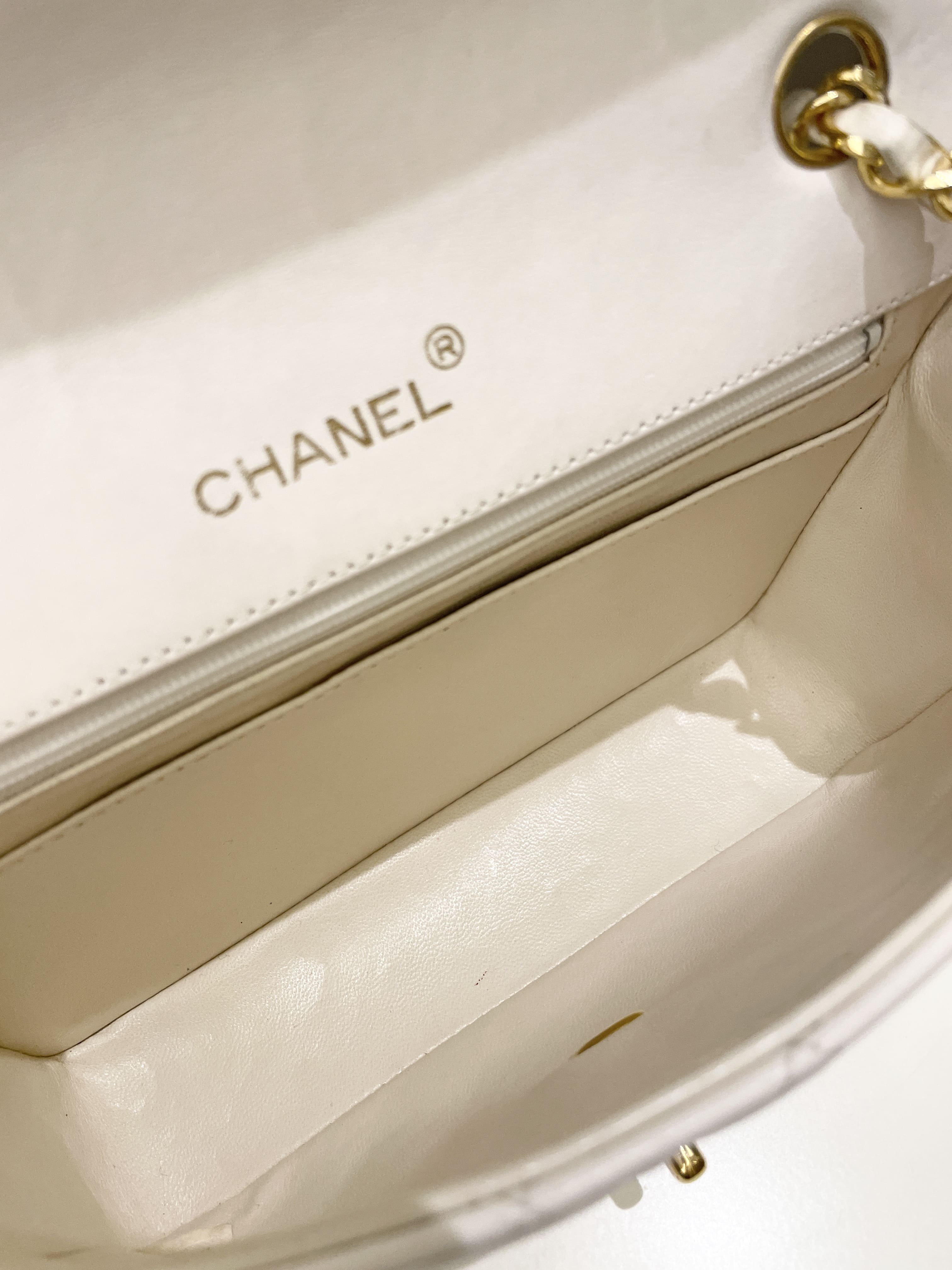 Chanel Vintage Quilted Flap Bag White Lambskin