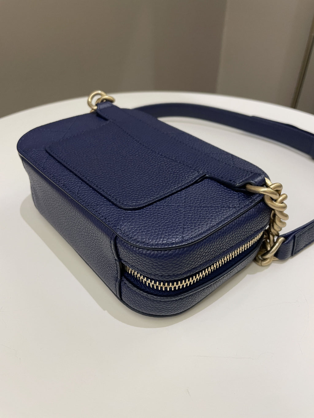 Chanel Cc Quilted Belt Bag Blue Caviar