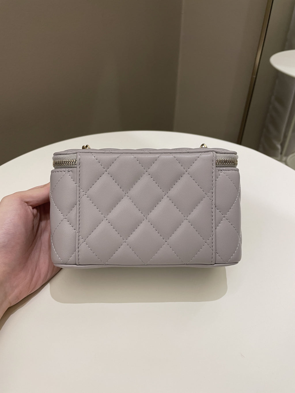 Chanel Quilted Pearl Crush Vanity Rectangular Grey Lambskin