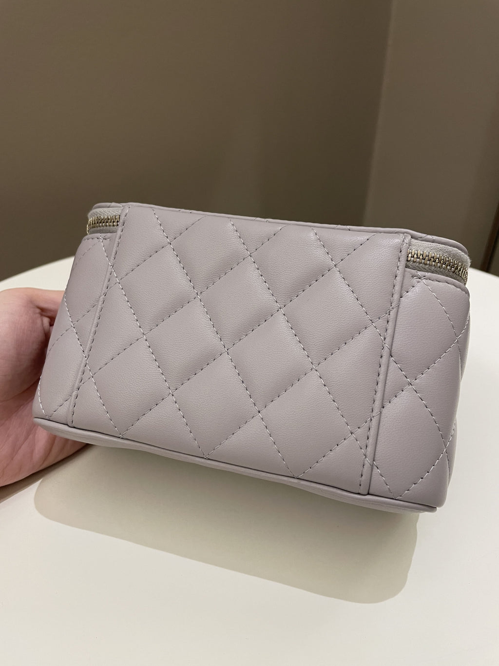 Chanel Quilted Pearl Crush Vanity Rectangular Grey Lambskin